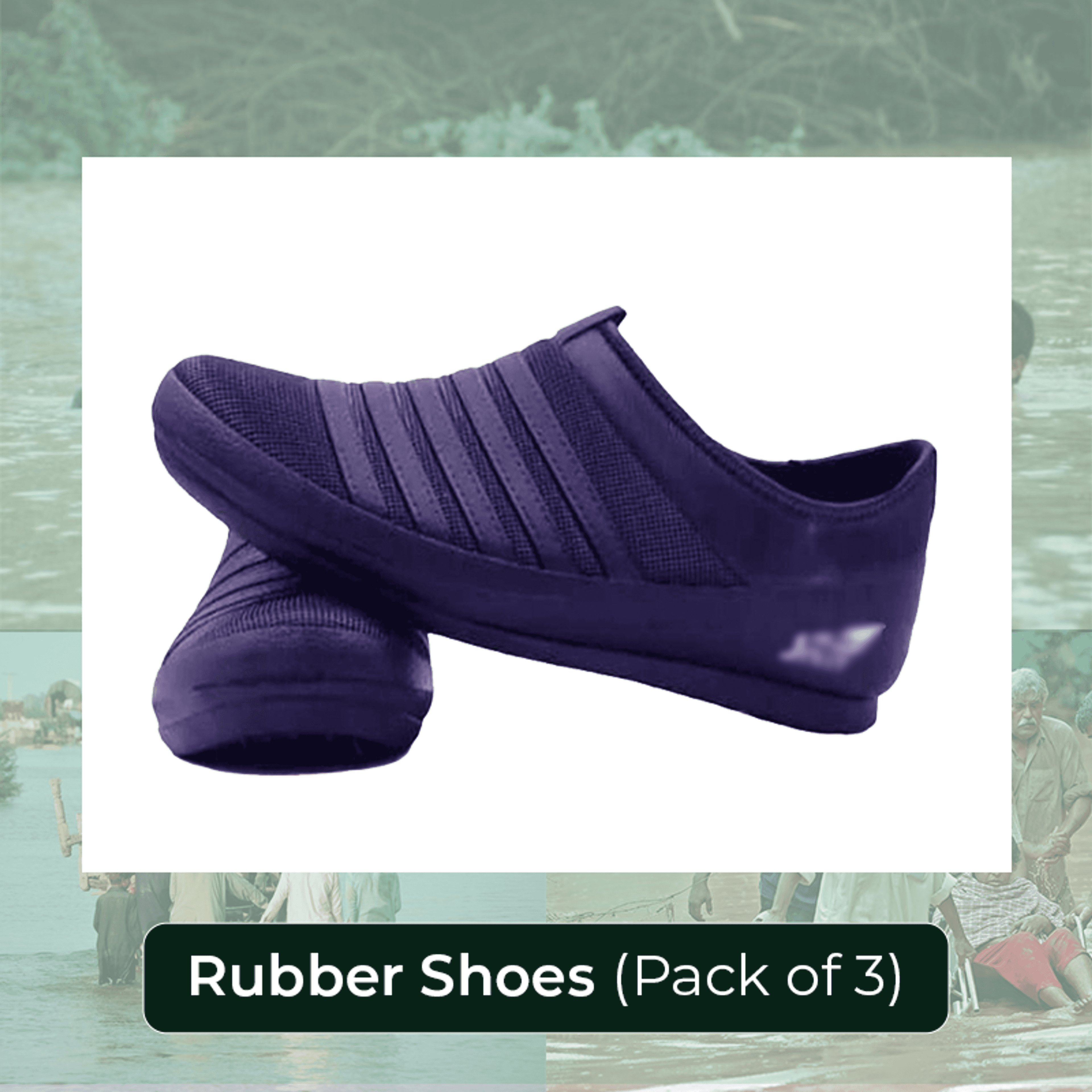 Pack of 3 - Adults Rubber Shoes Size 8,9,10