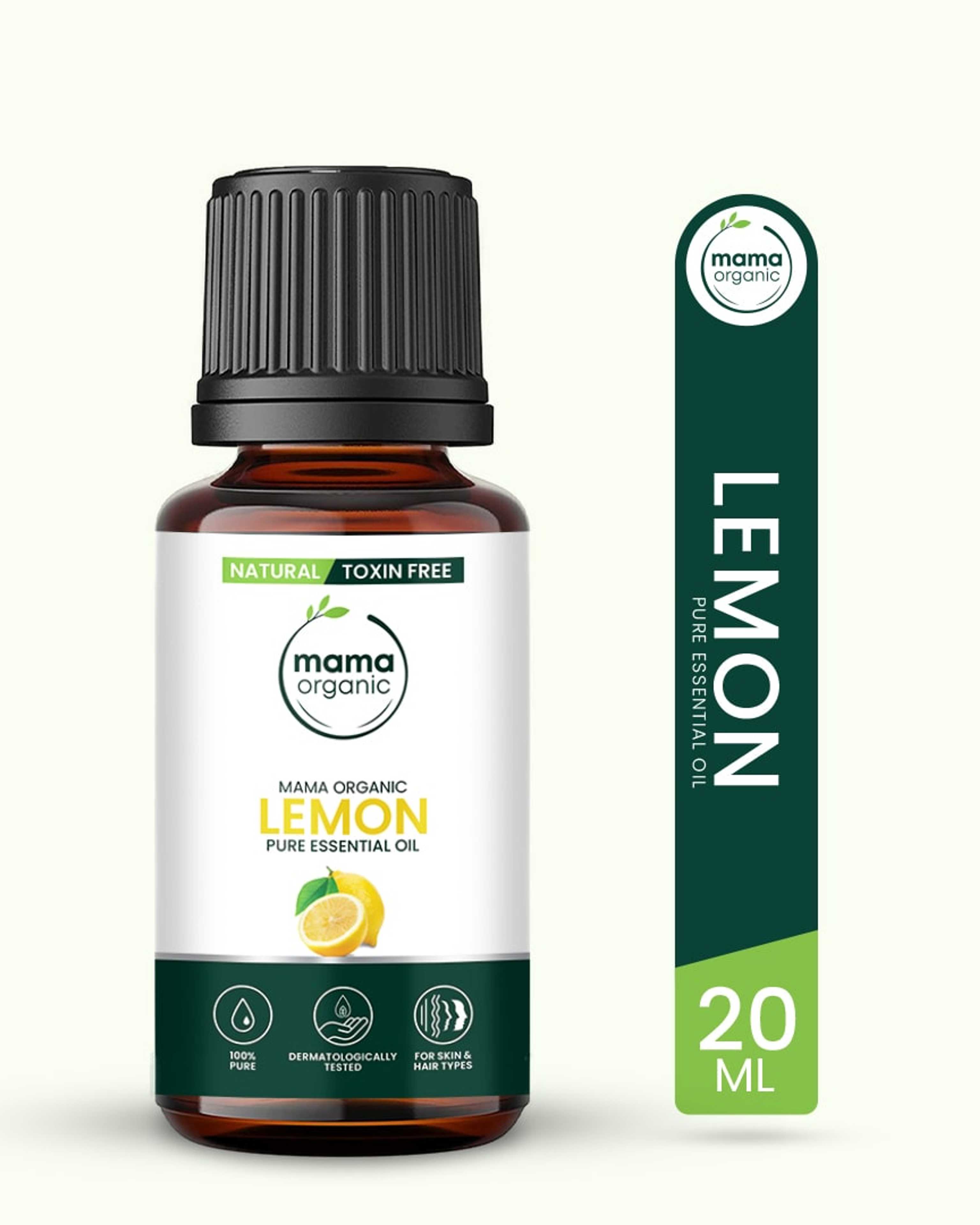 Mama Organic Lemon Essential Oil For Face & Fragrance | For Face Cleaning | For Girl & Women | Natural & Toxin-Free - 20ml - Product Main Image