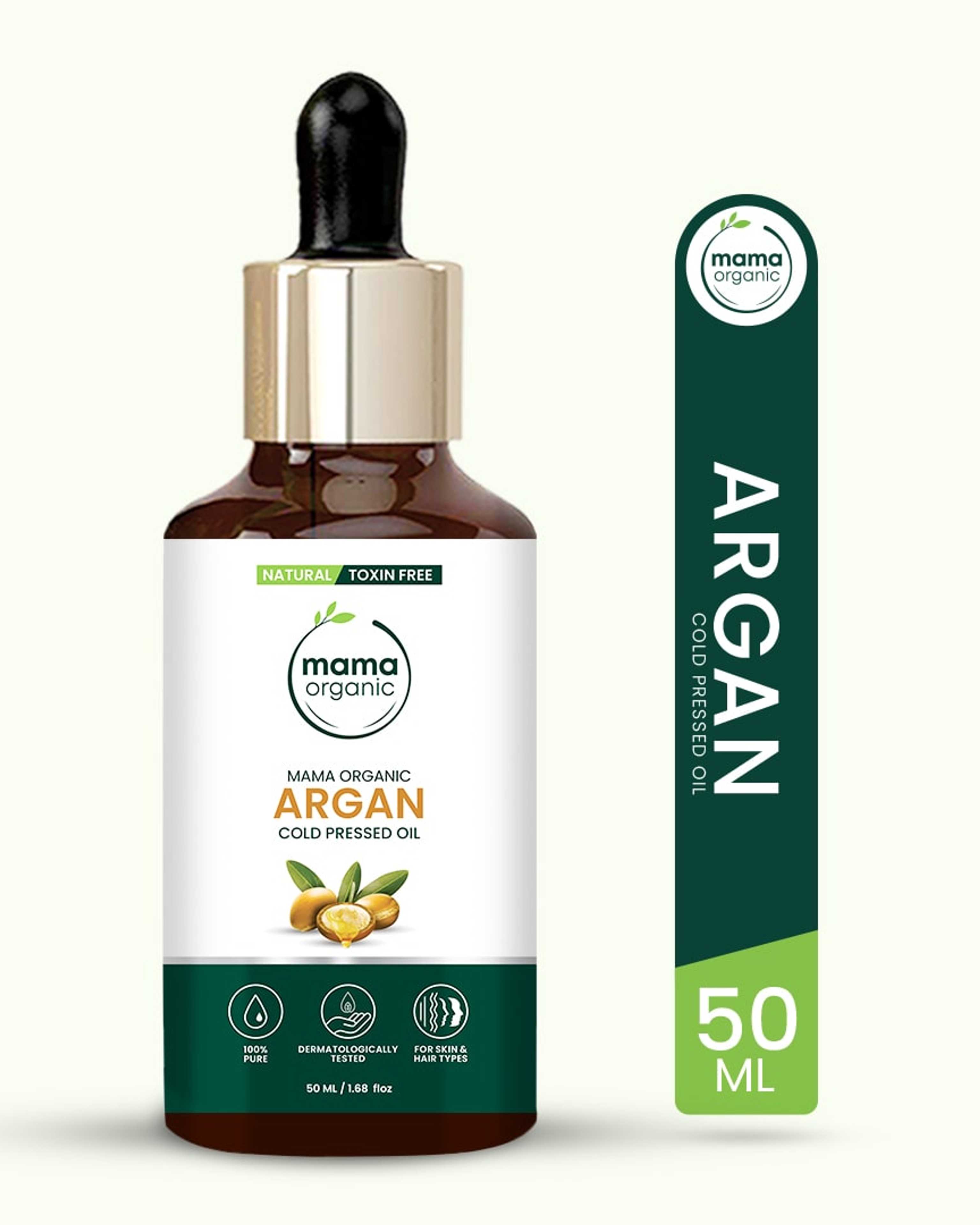 Mama Organic Moroccan Argan Oil For Hair | For Face | For Women & Men | Natura & Toxin-Free - 50ml - Product Main Image