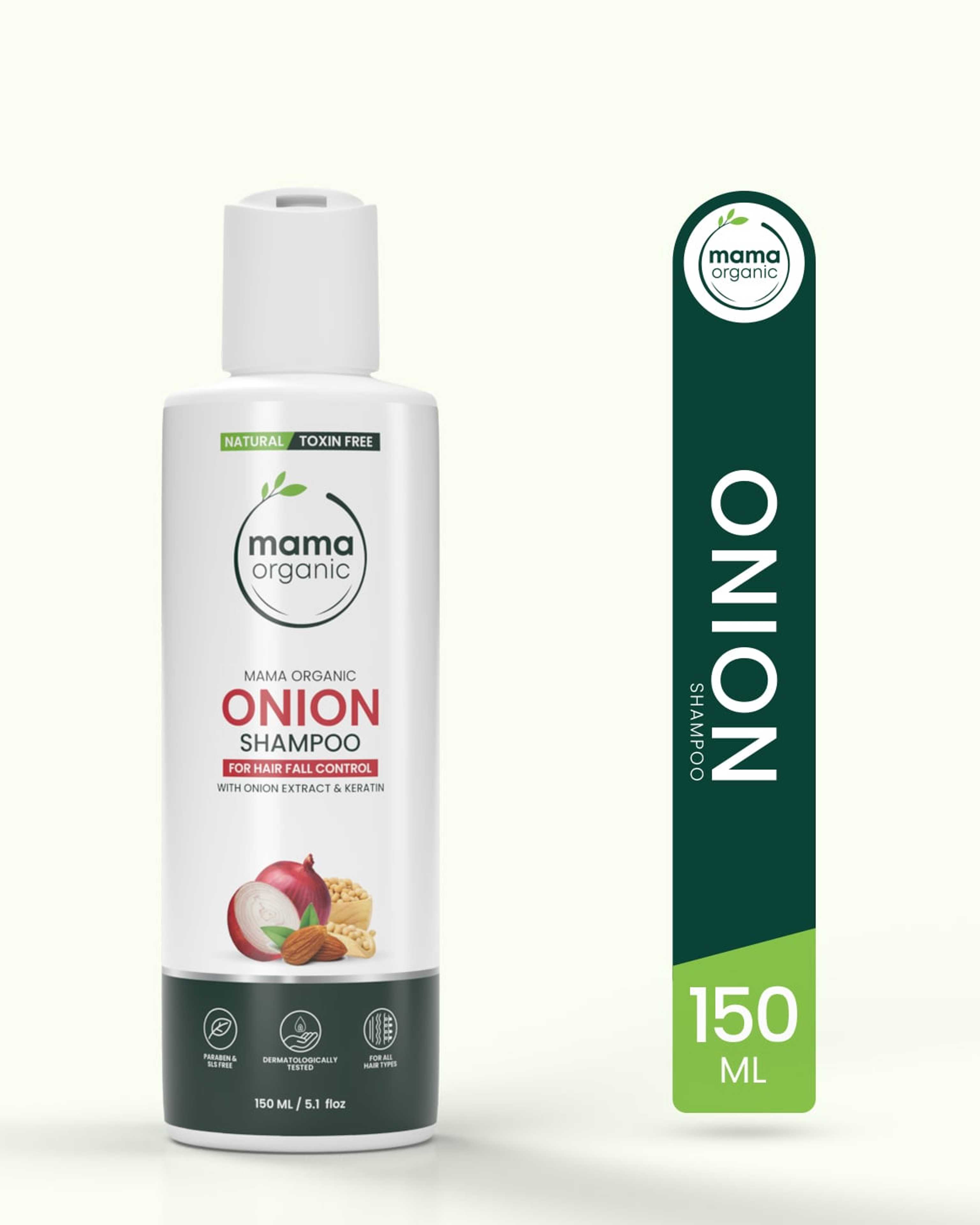 Mama Organic Onion Shampoo For Control Hair Fall | For Girls & Women | Natural & Toxin-Free - 150ml - Product Main Image