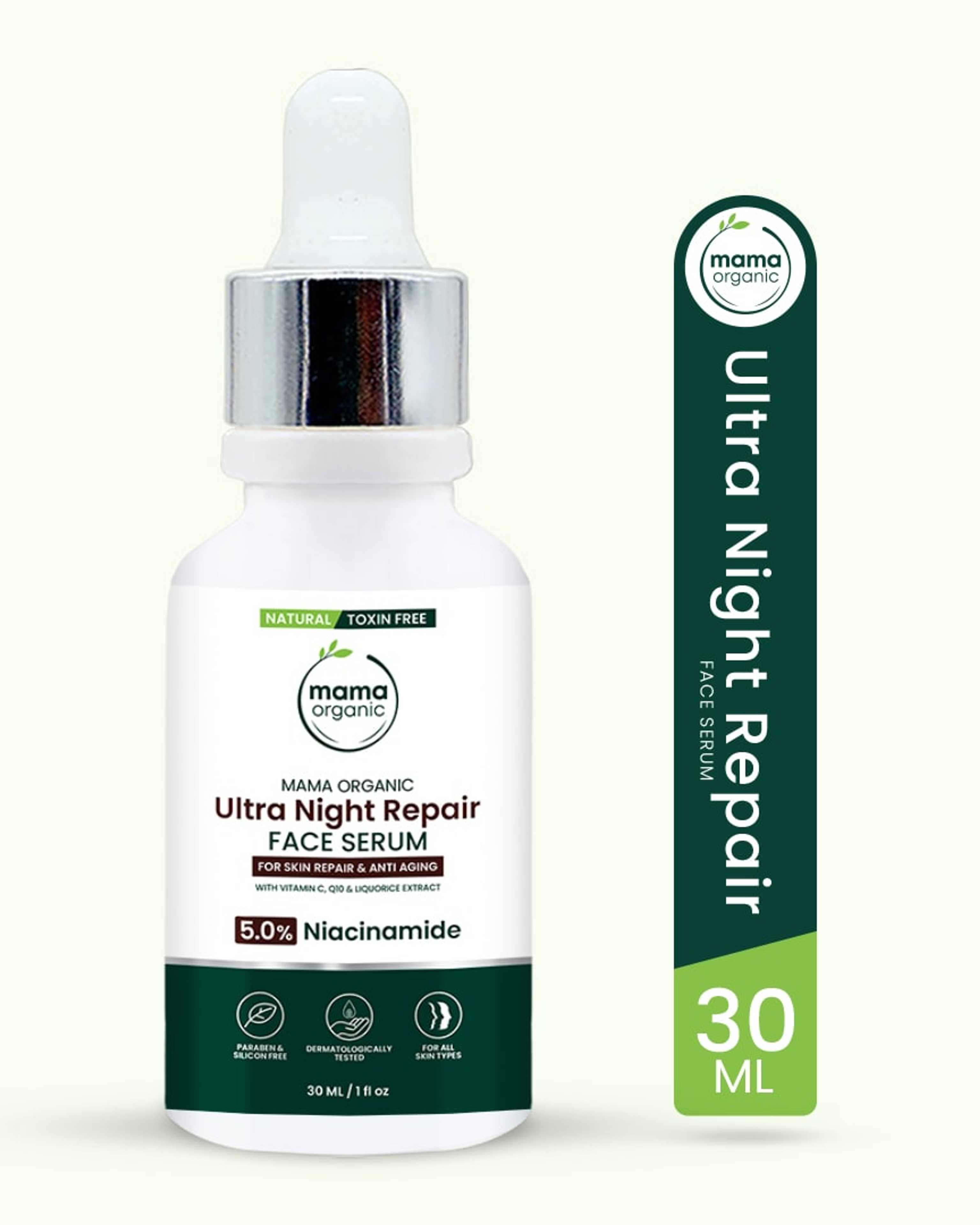 Mama Organic Ultra Night Repair Face Serum For Skin Repair & Anti Aging | For Women & Men | Natural & Toxin-Free - 30ml - Product Main Image