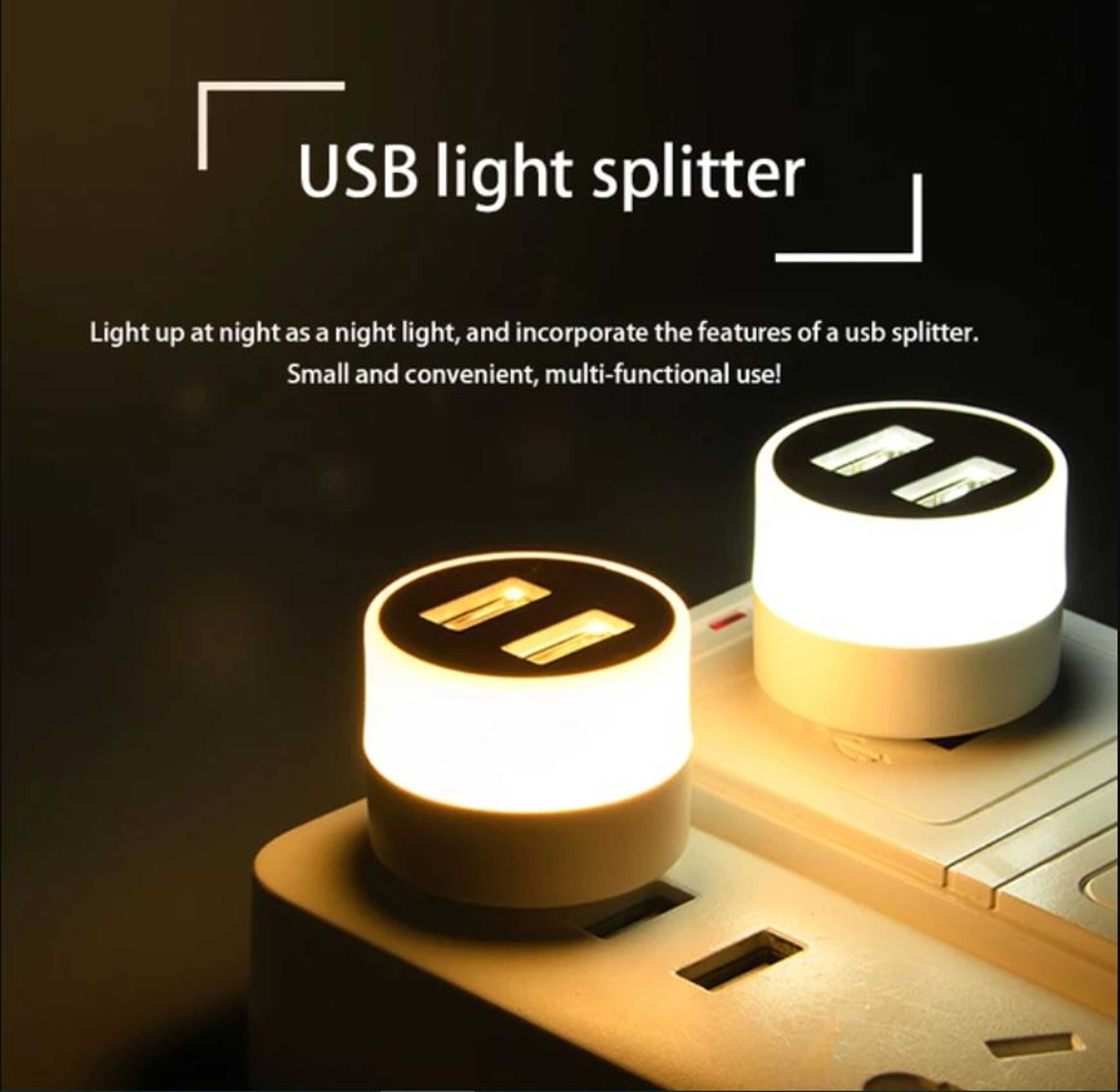 USB LED Light with 2 Ports Dual Port USB LED Night Light