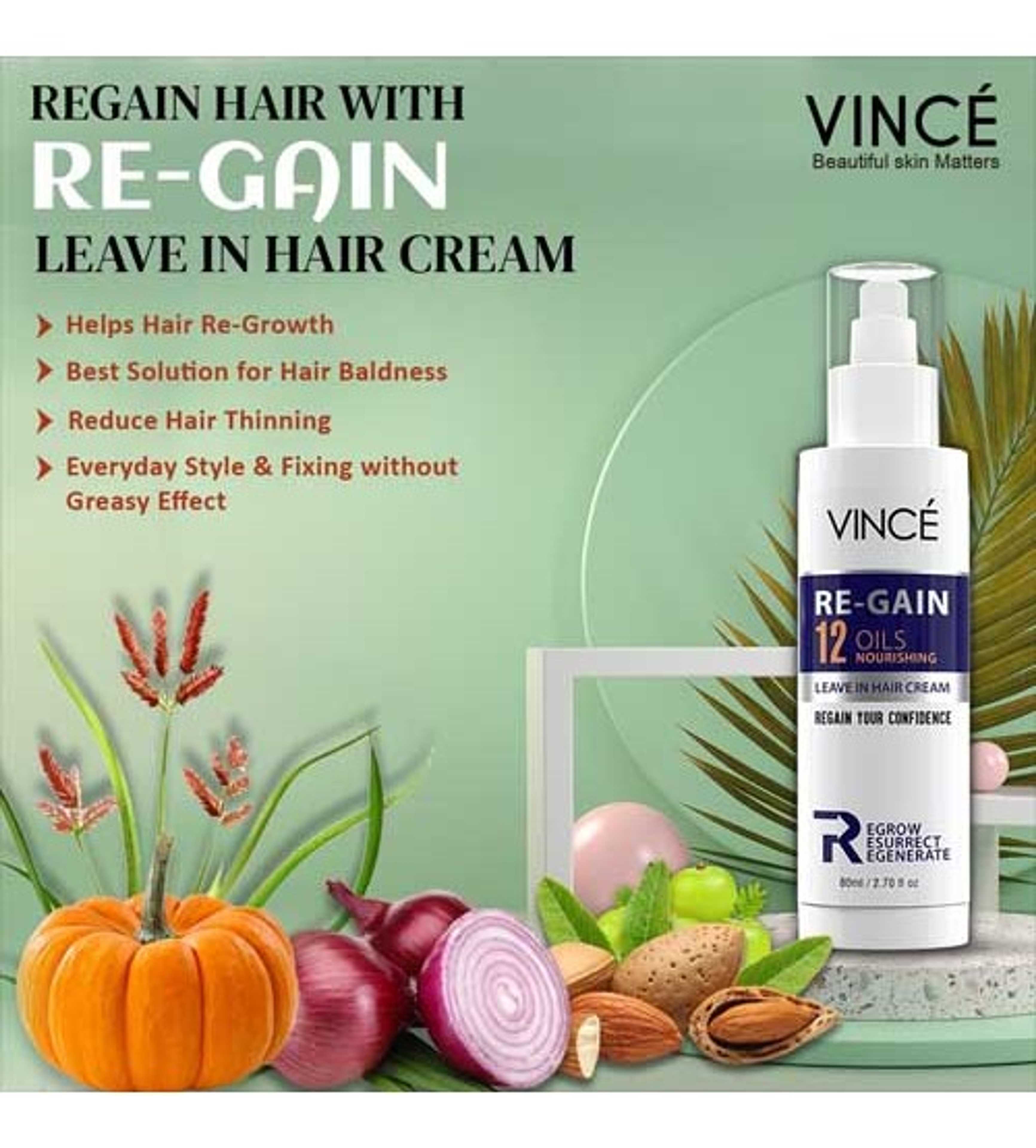 Vince_Regain Leave-In Hair Cream12 Oil Moisturizer Leave In Hair Cream Regain Your Confidence By Vince_80ML - Product Main Image