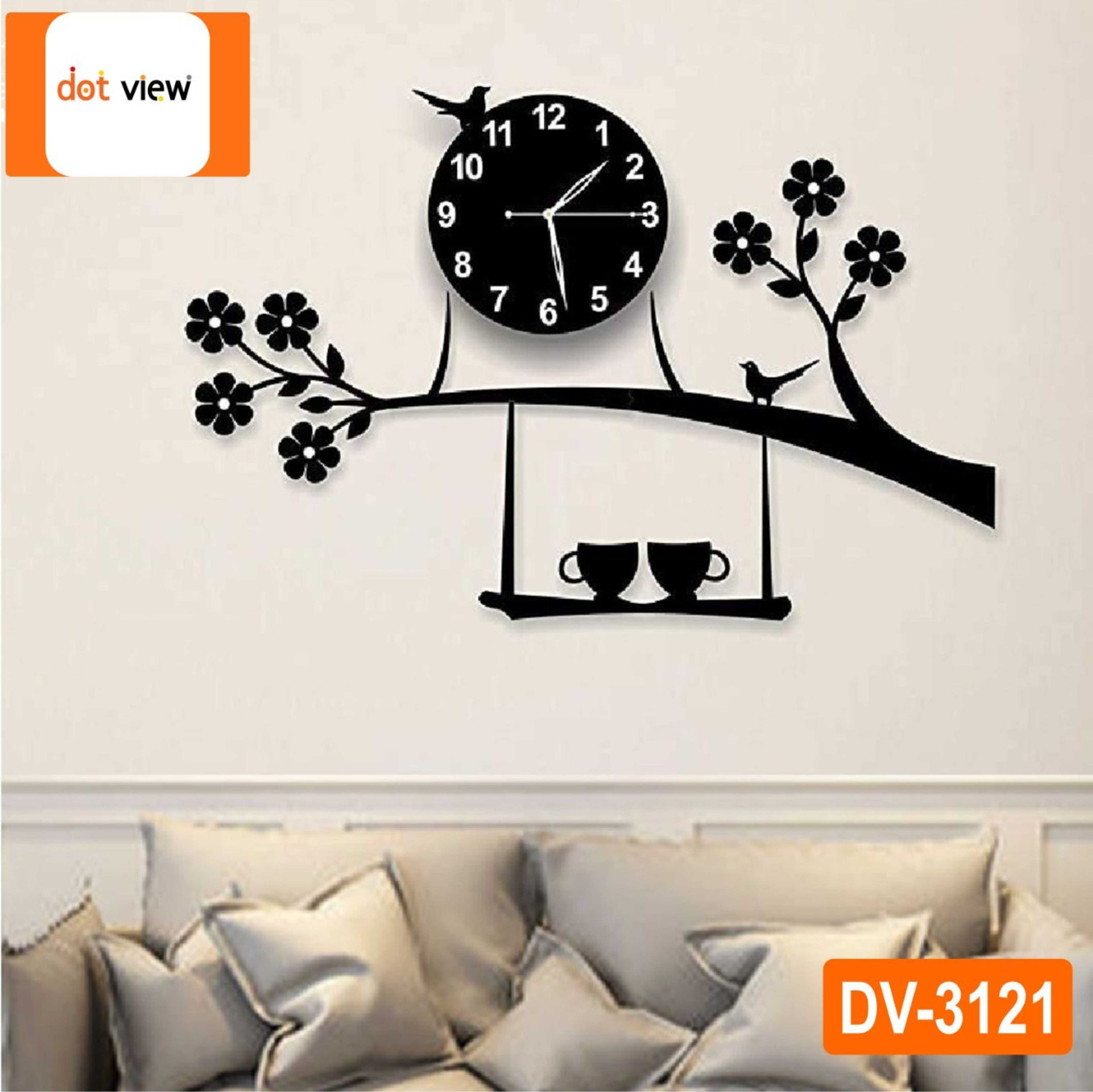  Cup Style Wooden Wall Clock - Product Main Image
