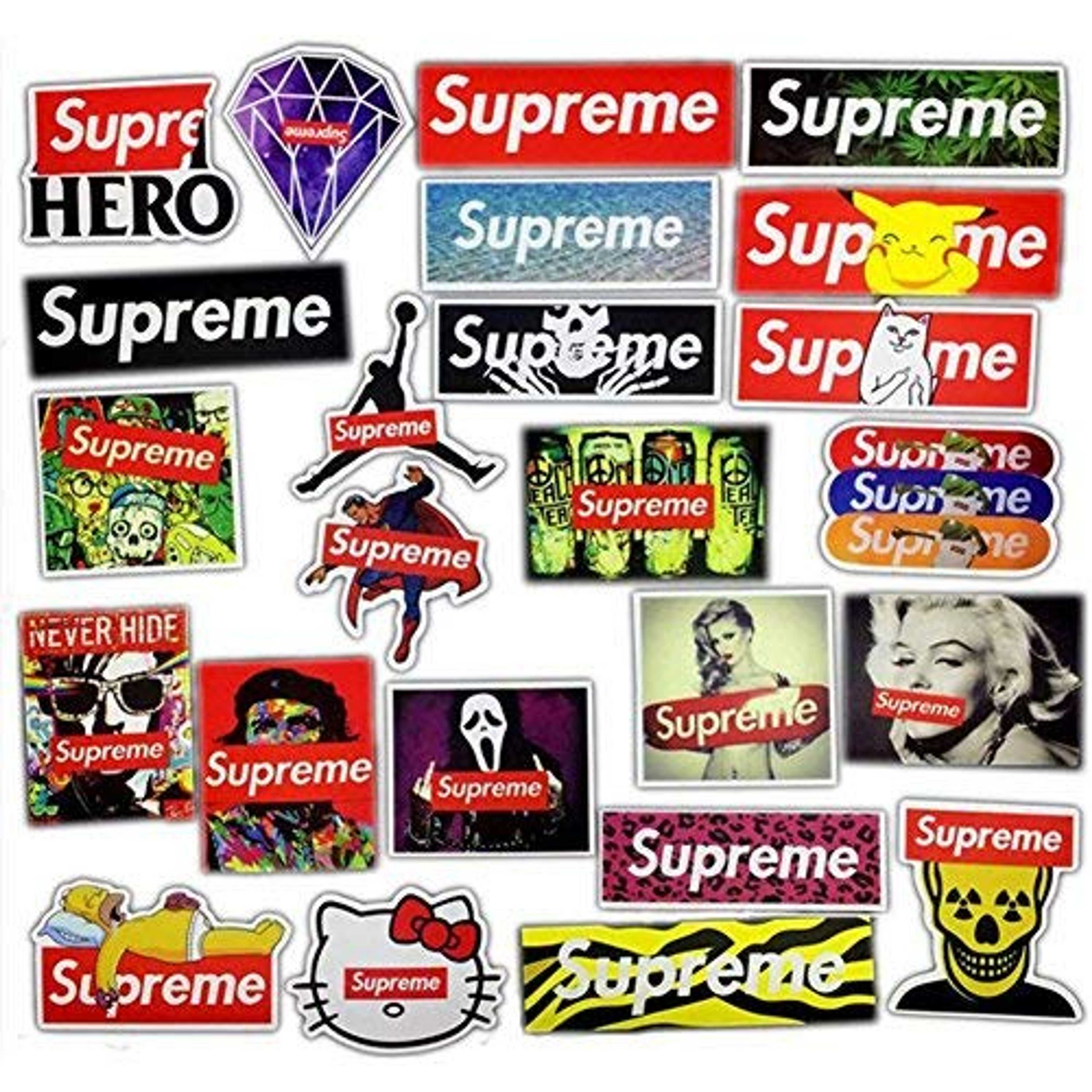 24 pcs/ Pack of Supreme Decal Stickers For Mobile Laptop Bikes Car Fridge Oven Etc - Product Main Image