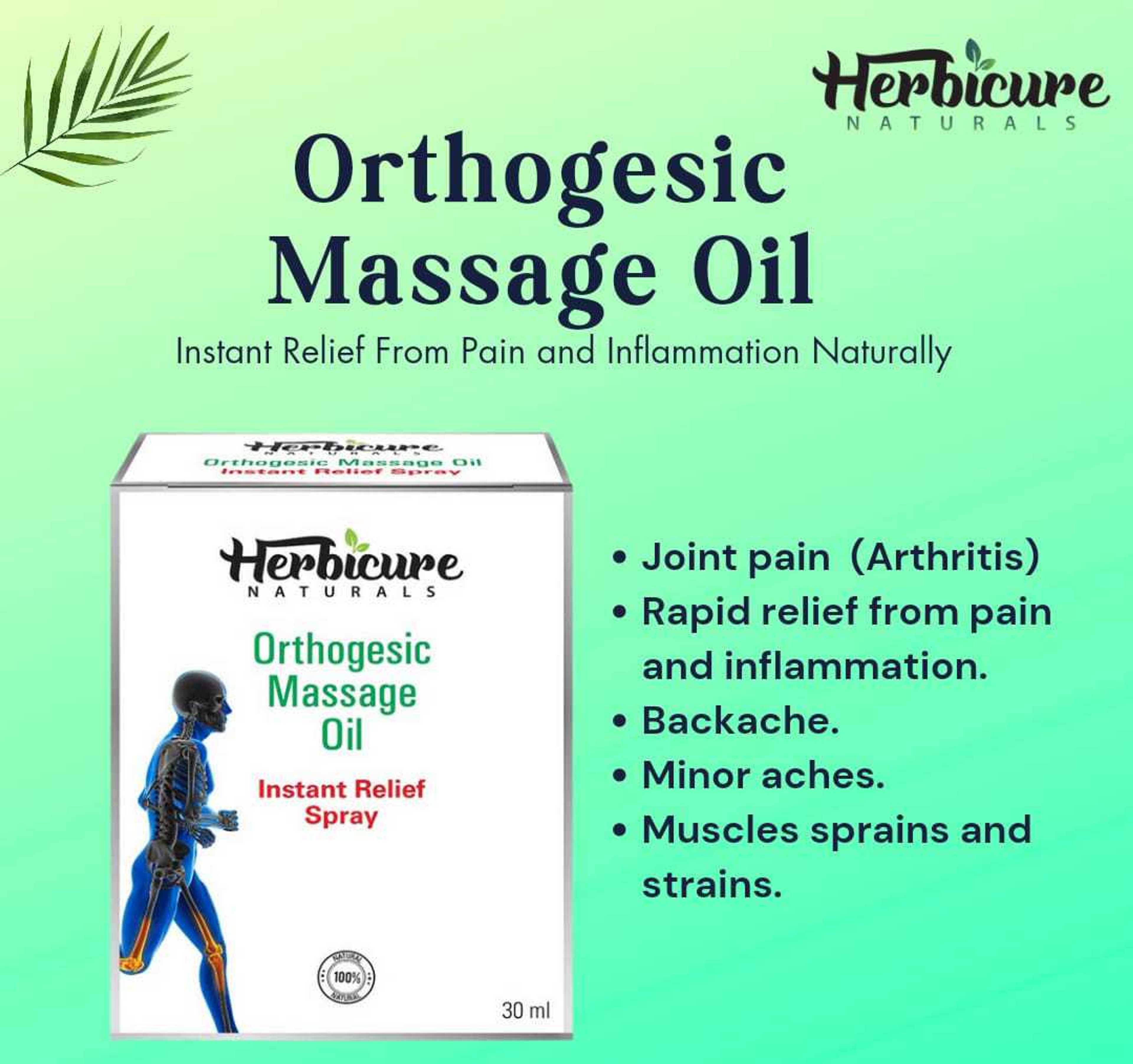 Herbicure Naturals Massage Oil | Pain Relief Spray | Quick Fix |Instant Relief | For Muscle pain, Joint pain & Artrites |