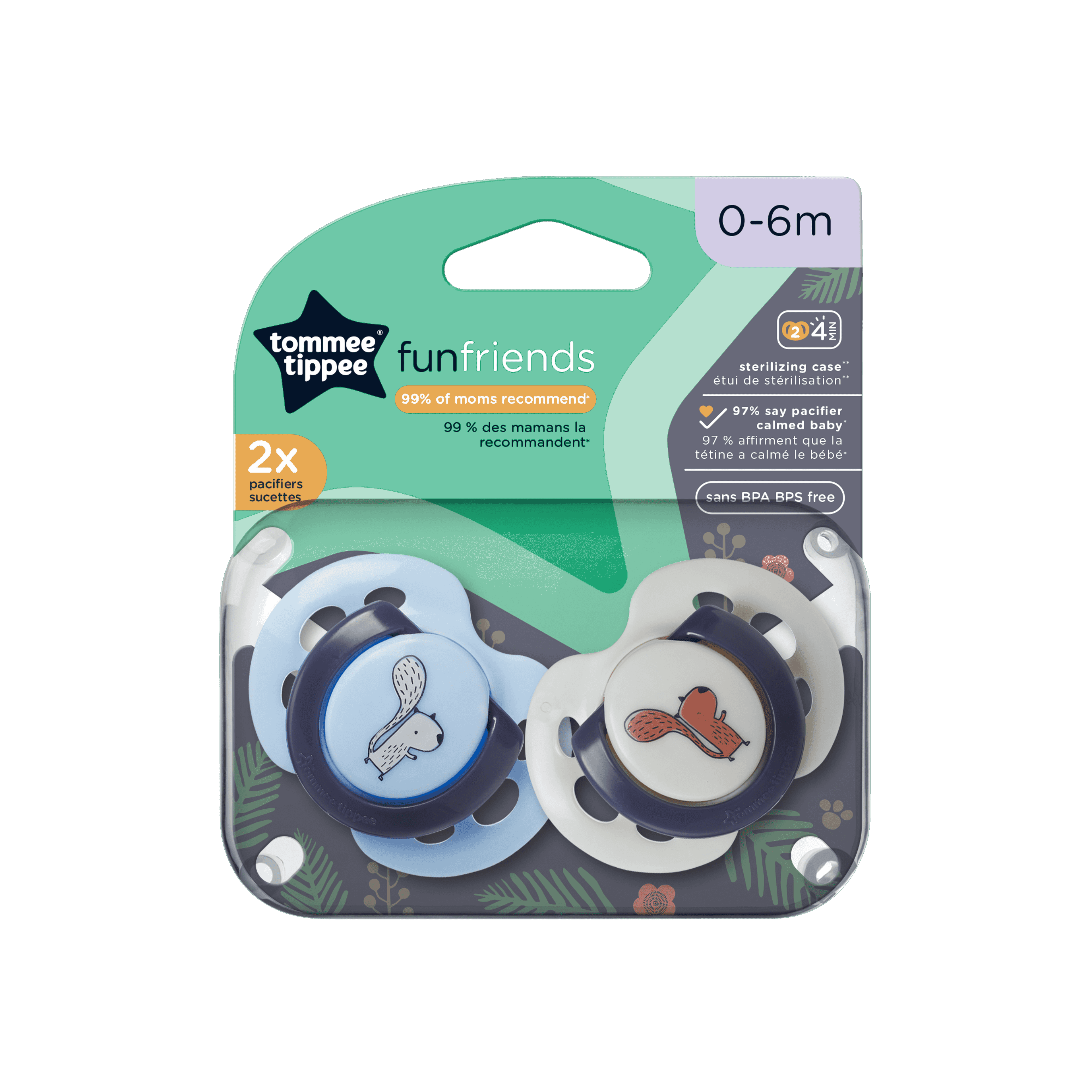 0-6M Fun Style Pacifiers 2-PK Tommee Tippee 533453