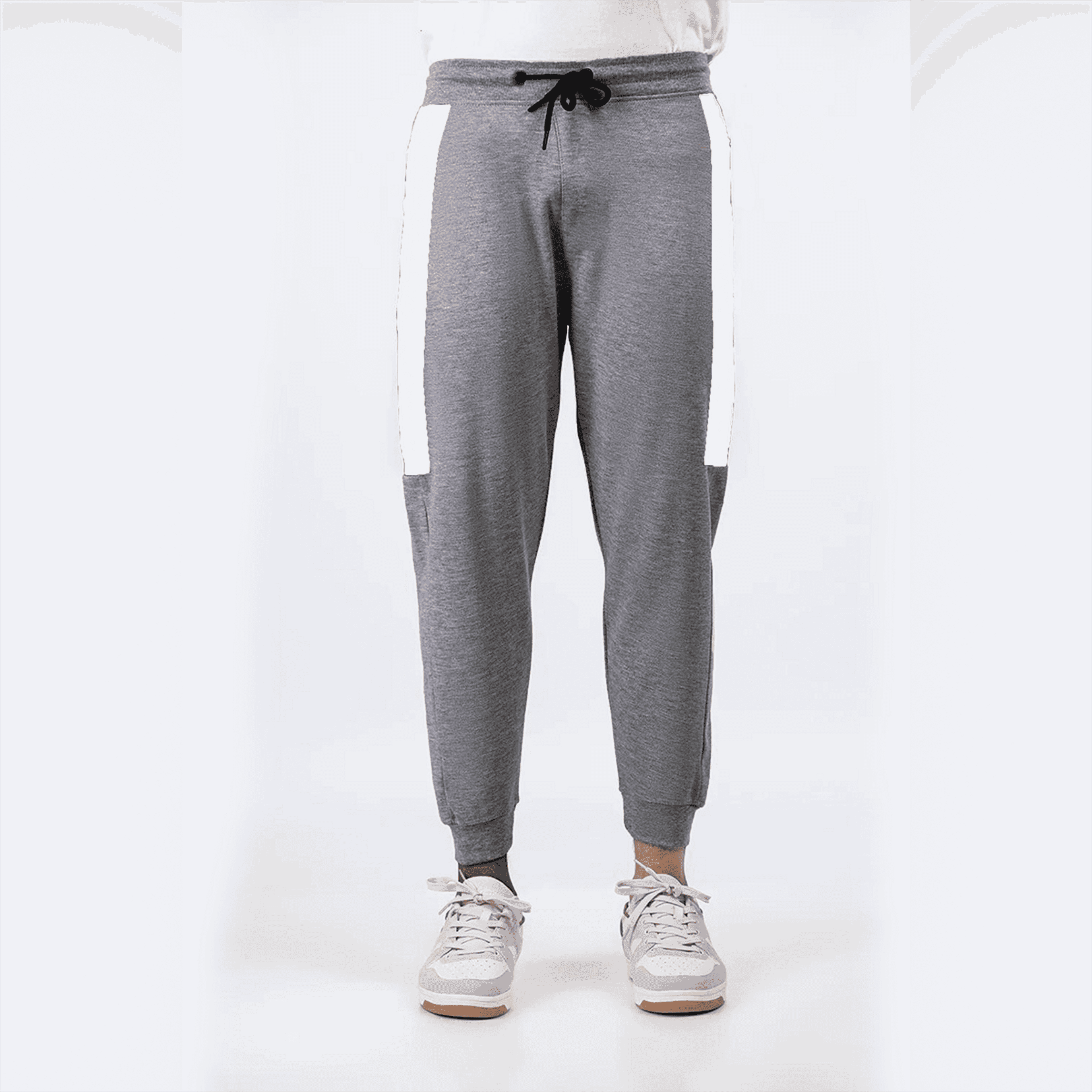 MEN'S PREMIUM WHITE COLORED BLOCK JOGGERS (FLEECE) - Product Main Image