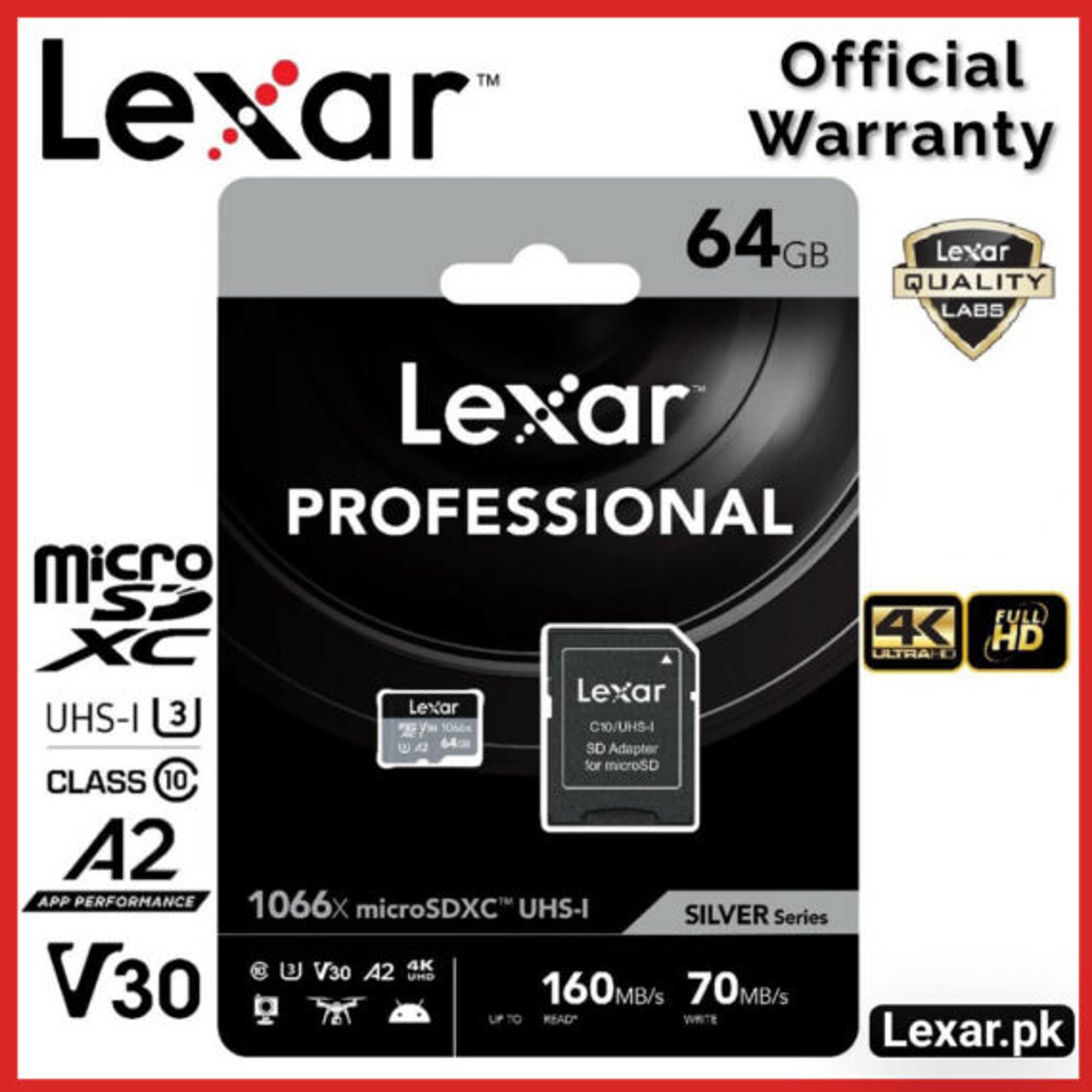 64GB Lexar Professional 1066x microSDXC UHS-I Card SILVER Series