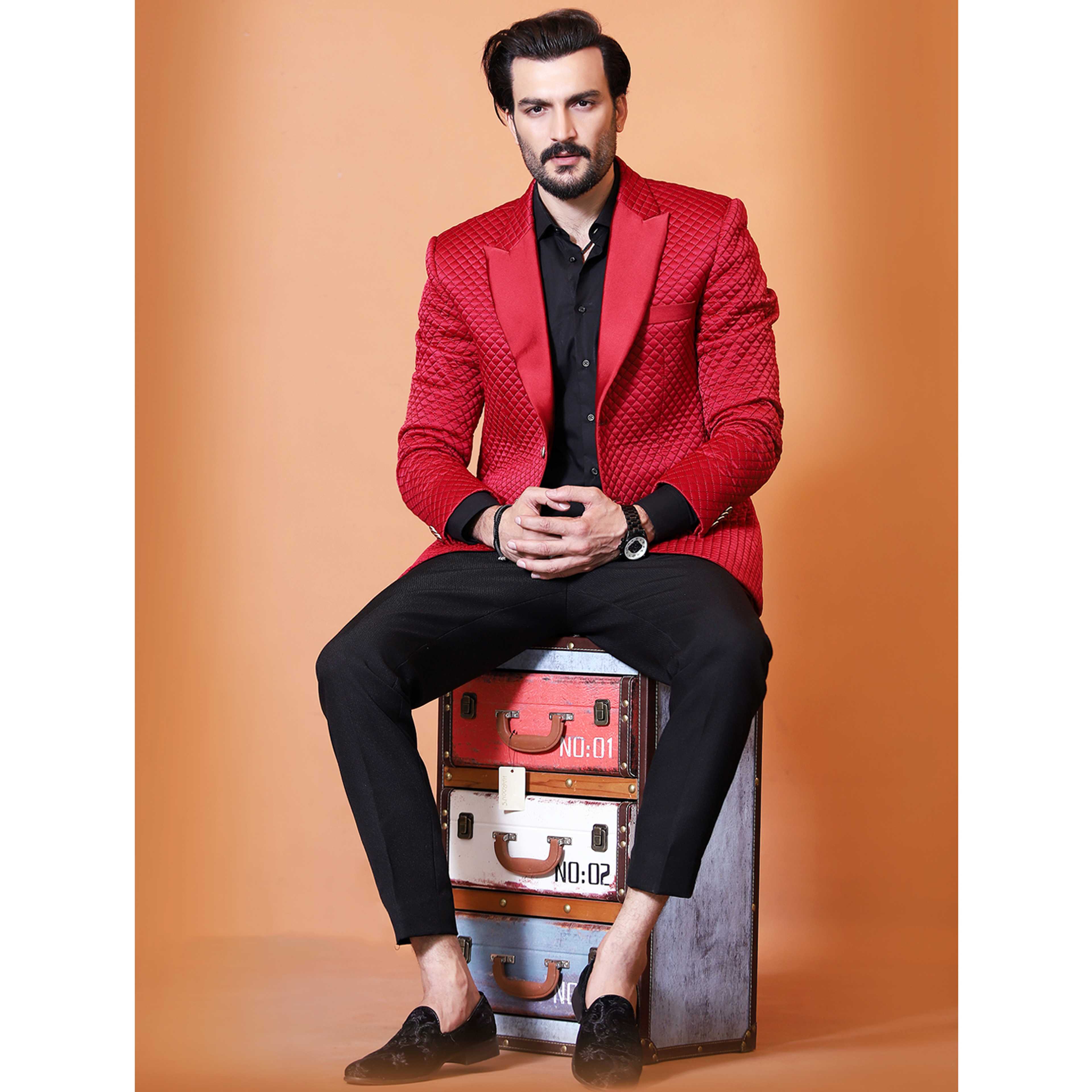 3D Embossed Bespoke Suit for Men - Product Main Image