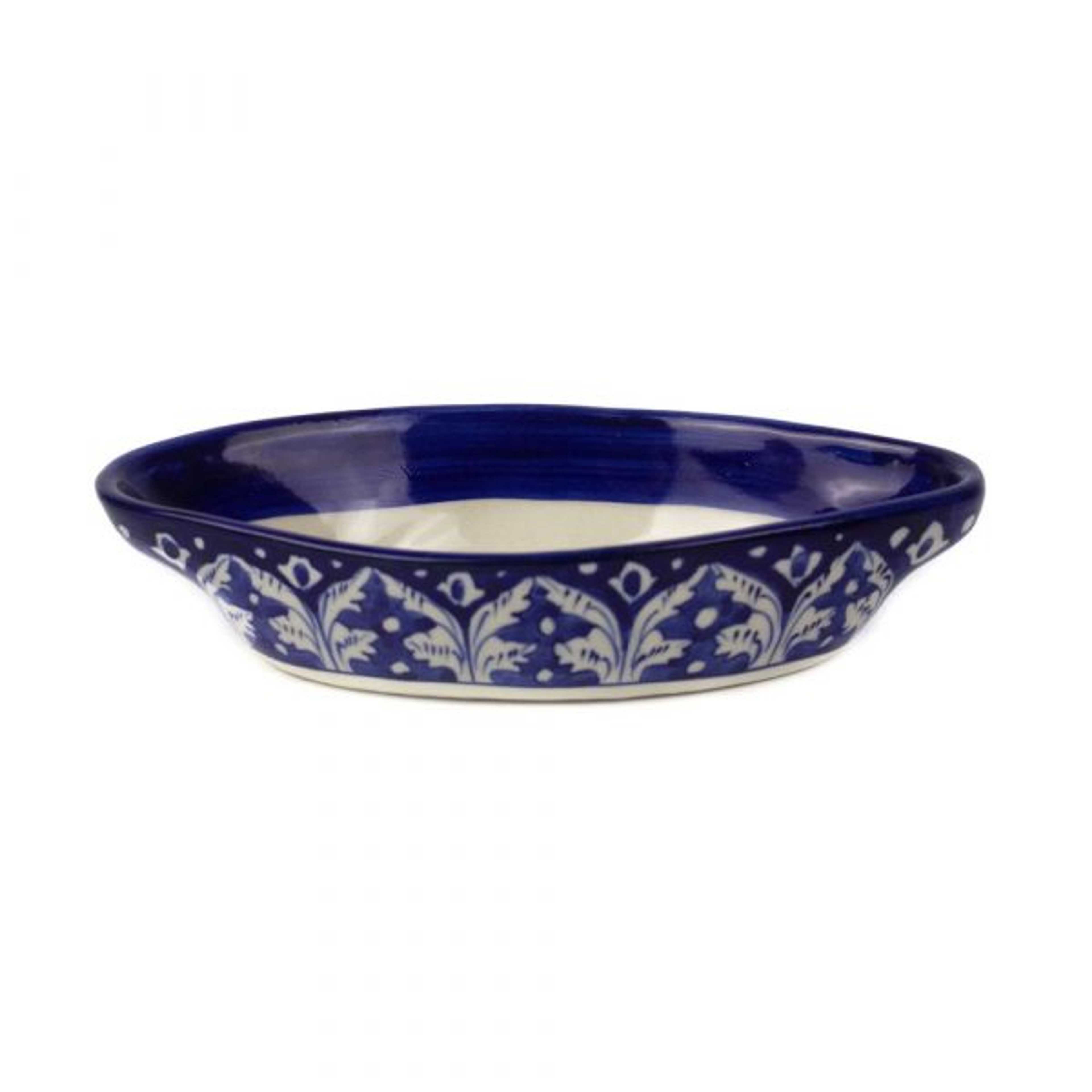 Blue Pottery Boat Shape Dish