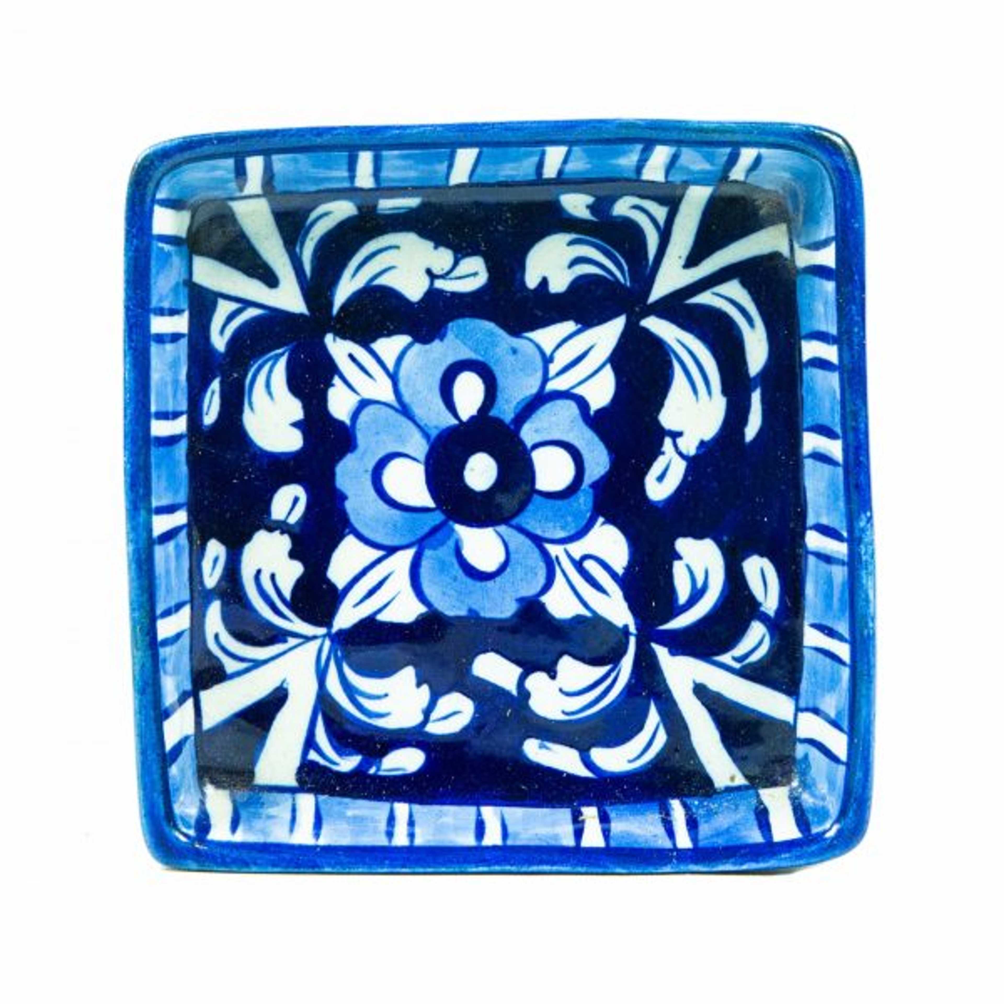 Blue Pottery Tray – Square Shape 1