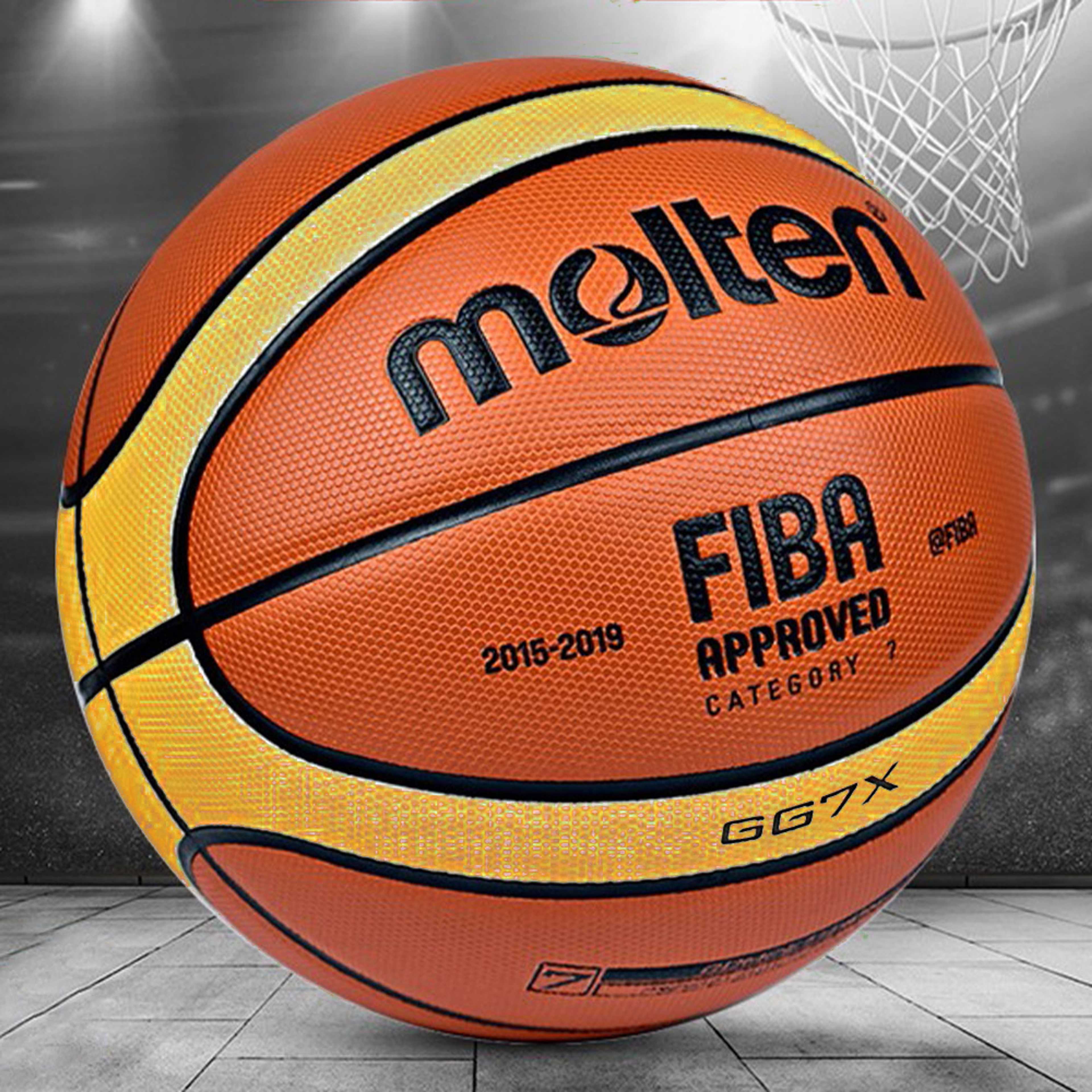 Molten High Quality Size 7 PU Leather Basketball for Outdoor/Indoor Use, Includes Free Nozzle - Product Main Image