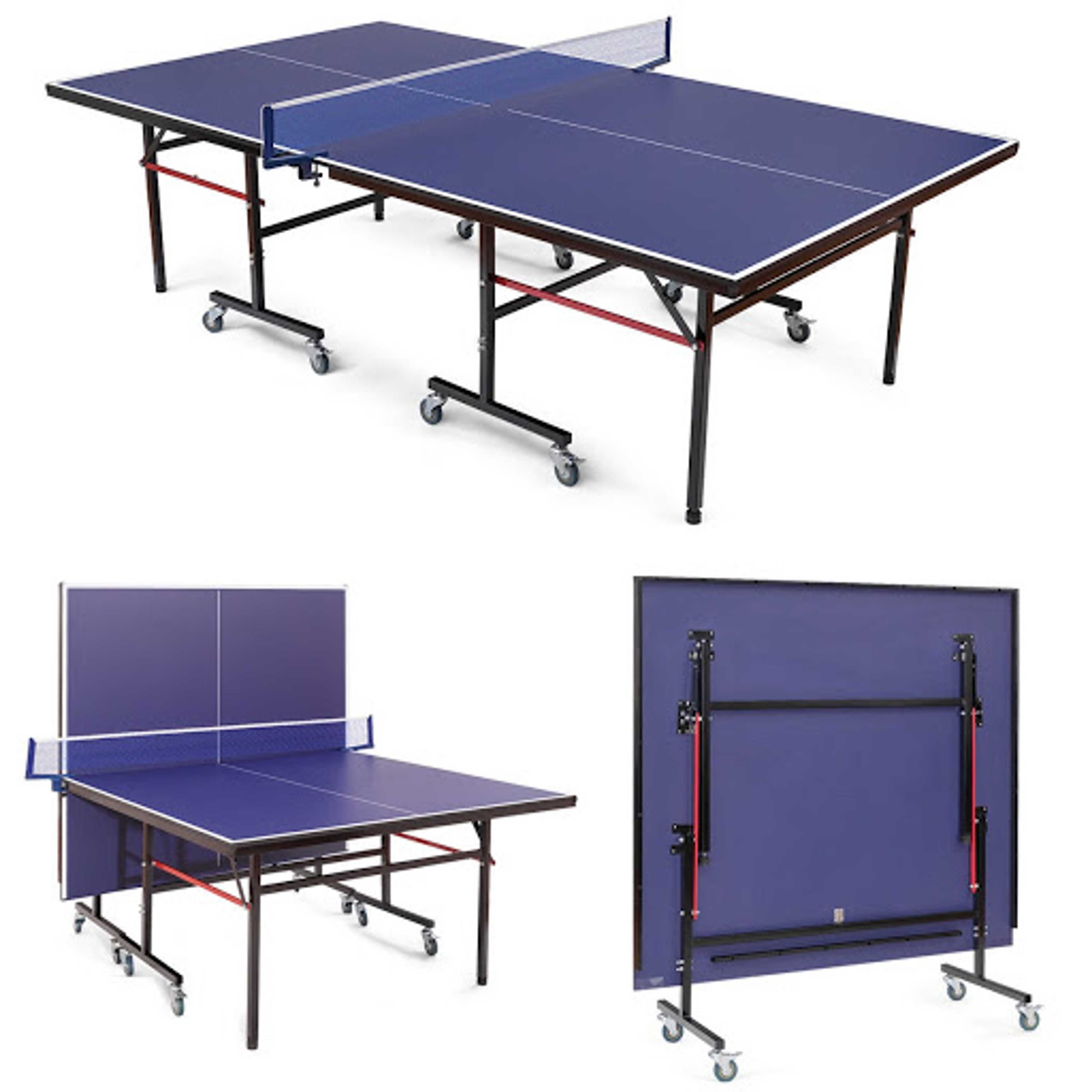 Professional 8 Wheels Foldable Table Tennis International Butterfly size Net Bats Rackets Full Set - Product Main Image