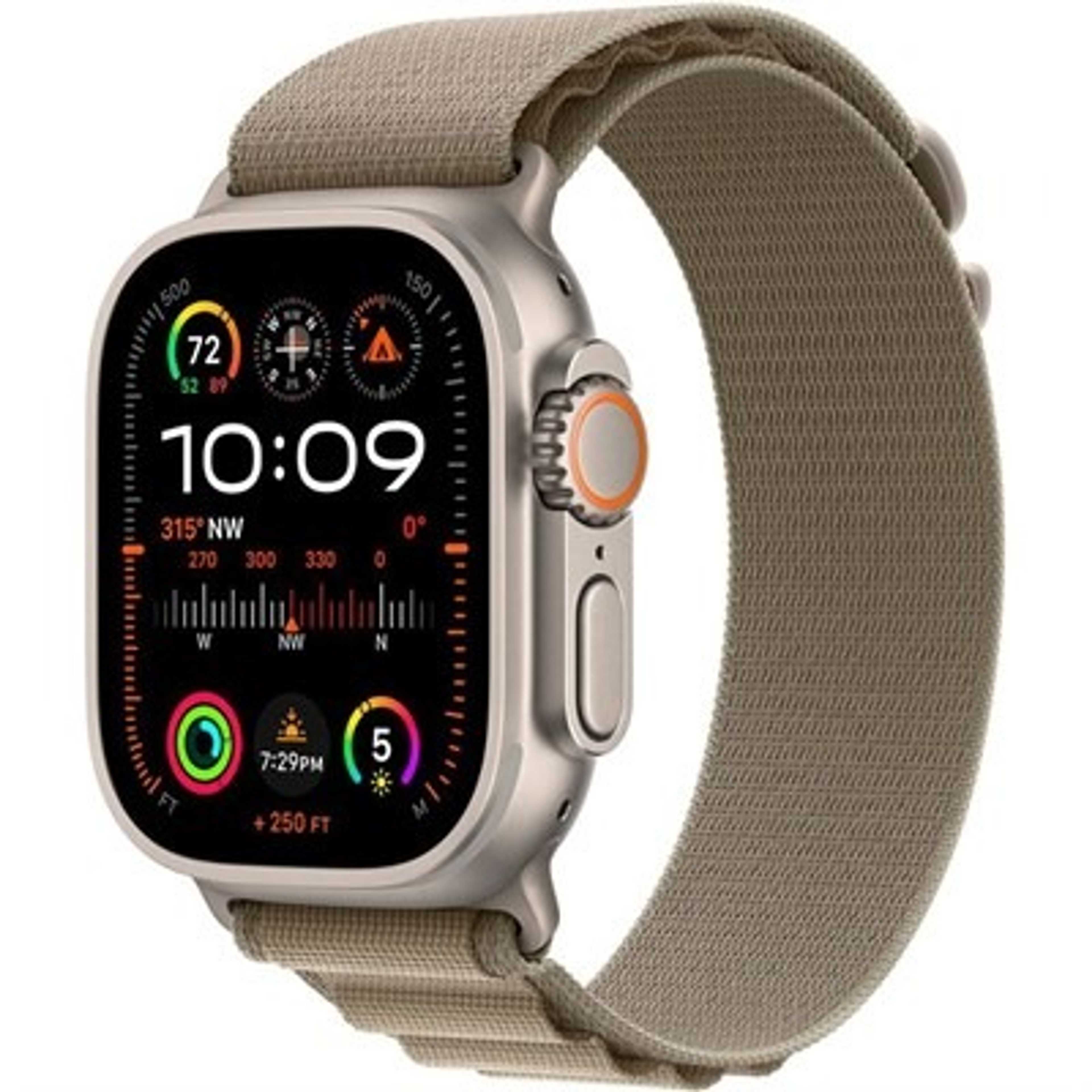 Apple Watch Ultra 2 GPS + Cellular, 49mm Titanium Case With Small Olive Alpine Loop - Product Main Image