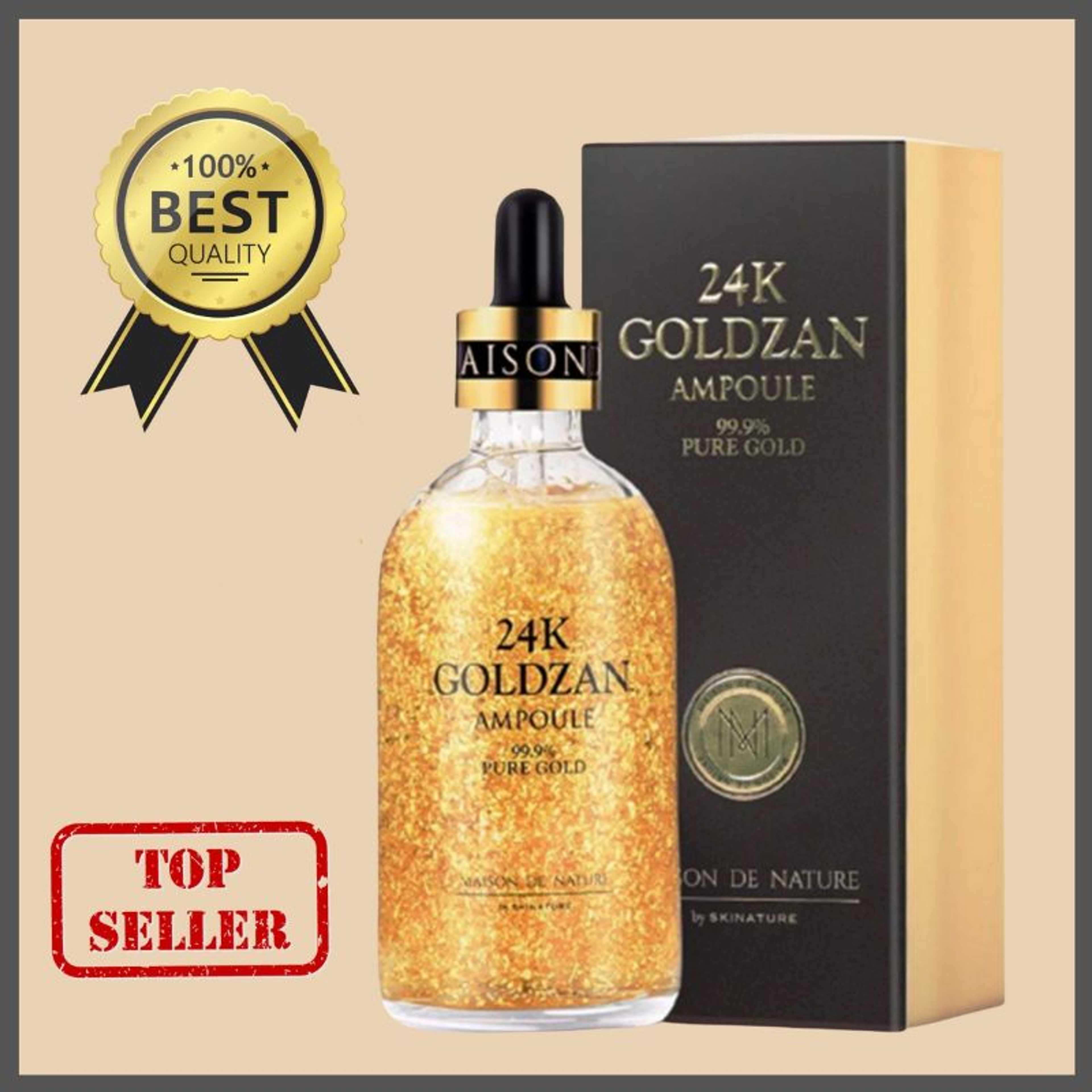 24k gold serum - Best anti aging Original Korean 24k Goldzen ampoule serum â 24k golden ampoule serum - 24k goldzan ampoule serum for glowing face acne skin care - 100ml - Product Main Image