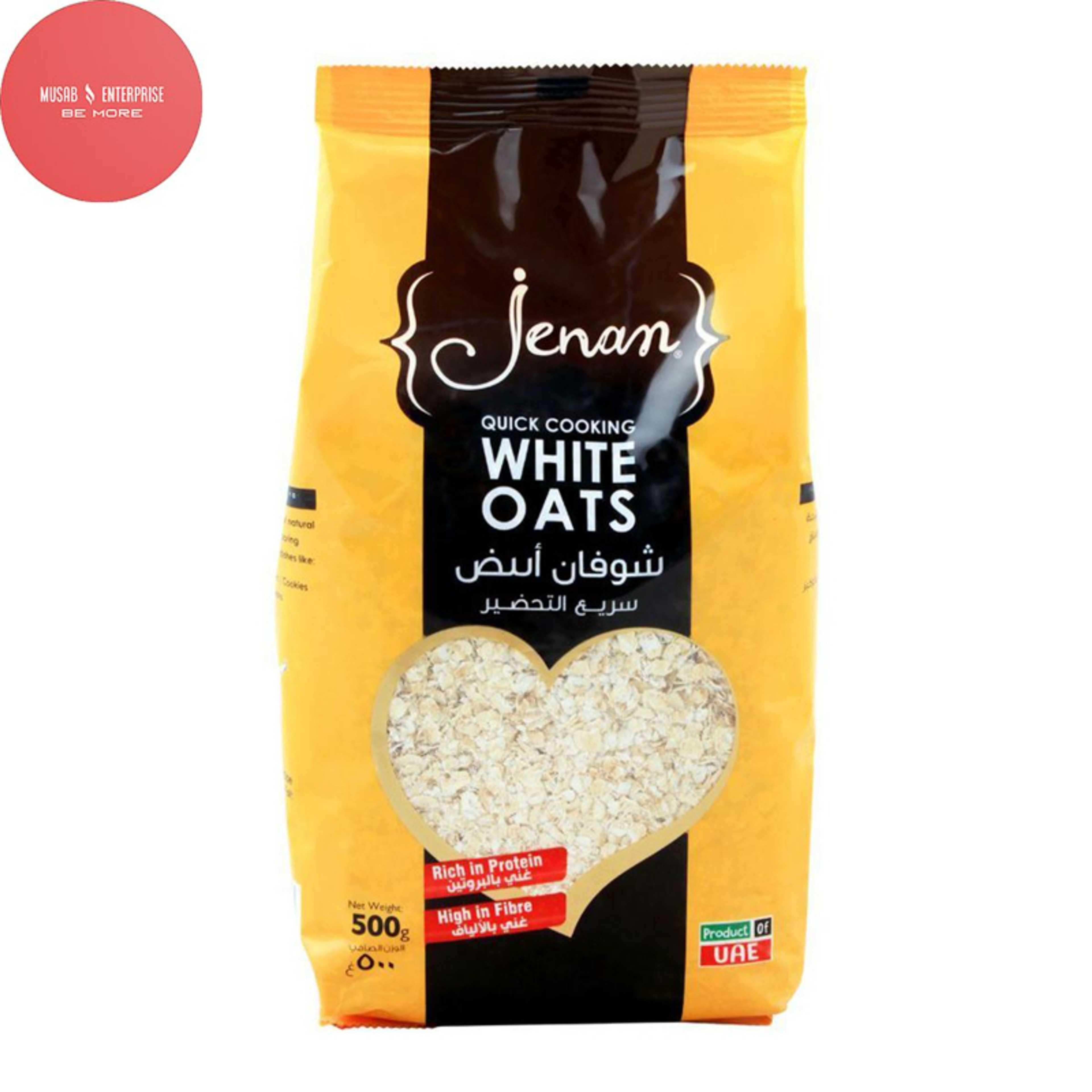 Jenan Instant Quick Cooking, Freshly Milled, White Oats, 500gm, UAE Imported