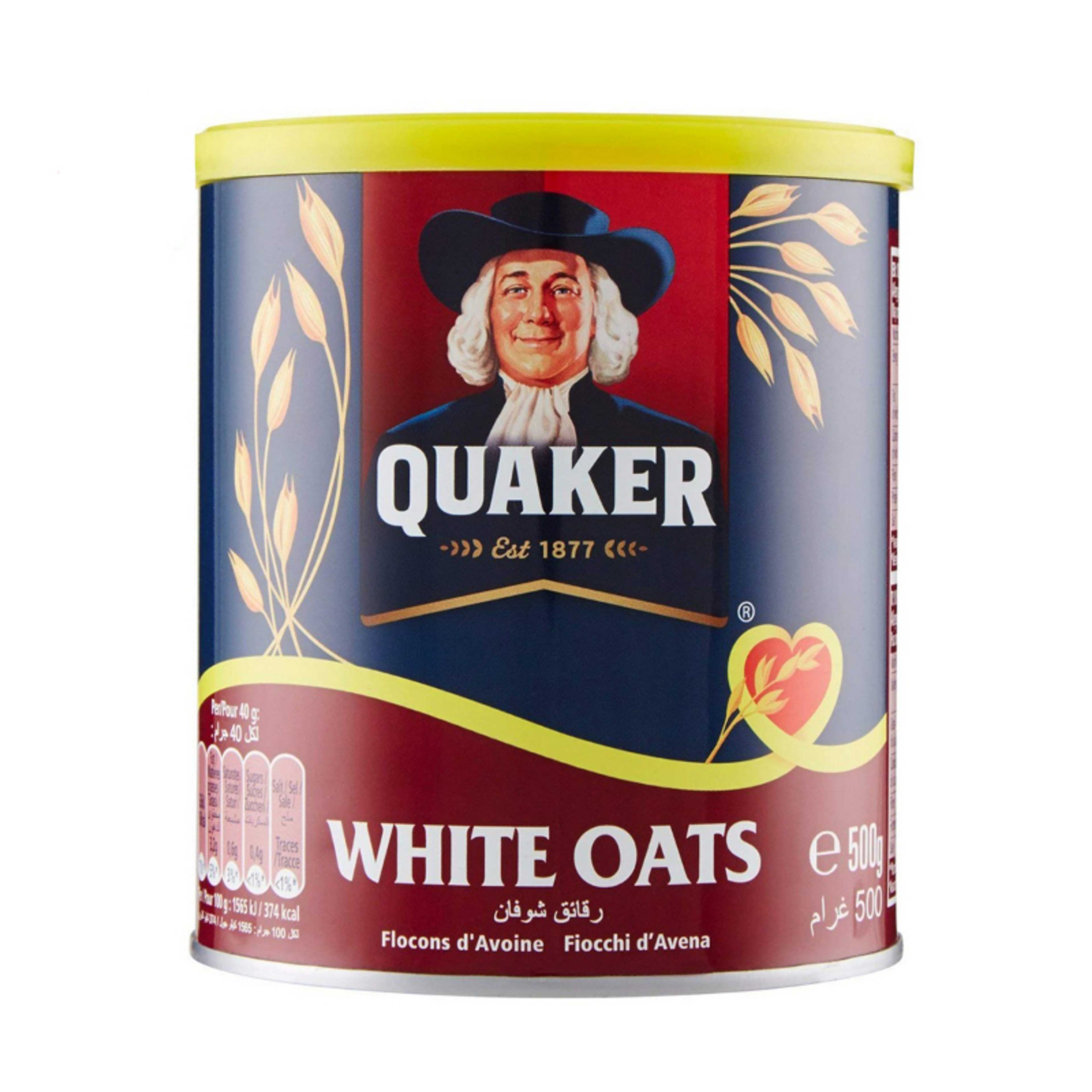 Quaker White Oats, Quick Cooking, Wholegrain Oatmeal 500gm