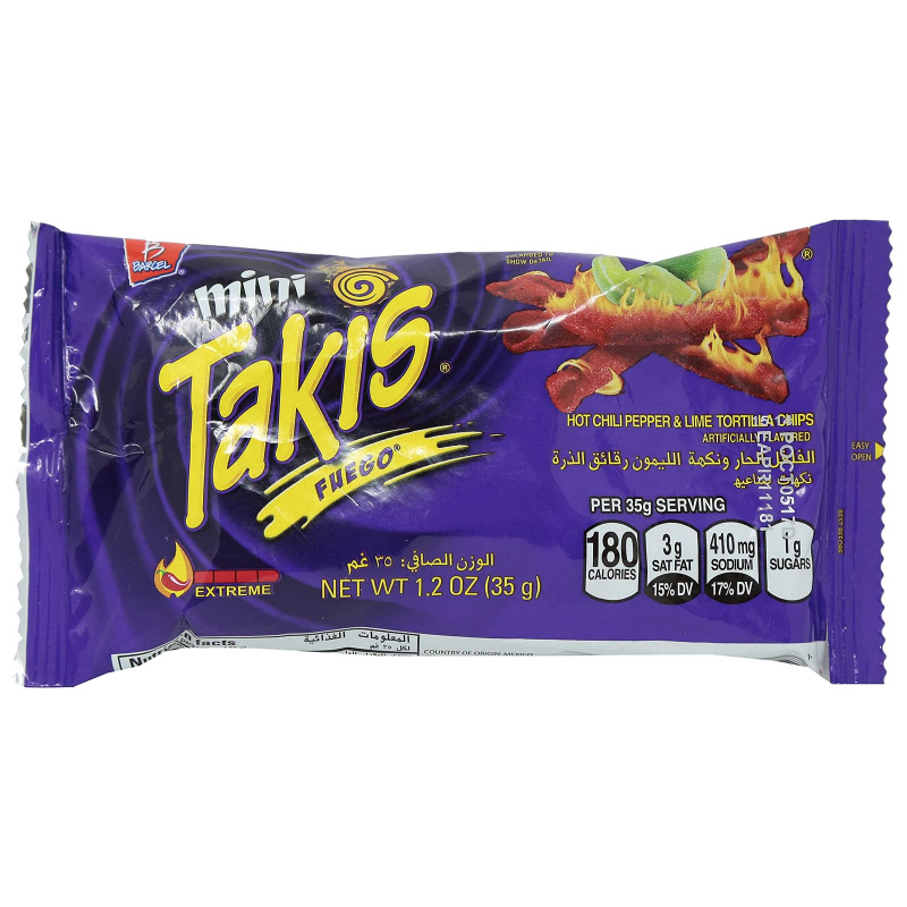 Takis Fuego Minis Hot Chili Pepper And Lime Tortilla Chips 35gm