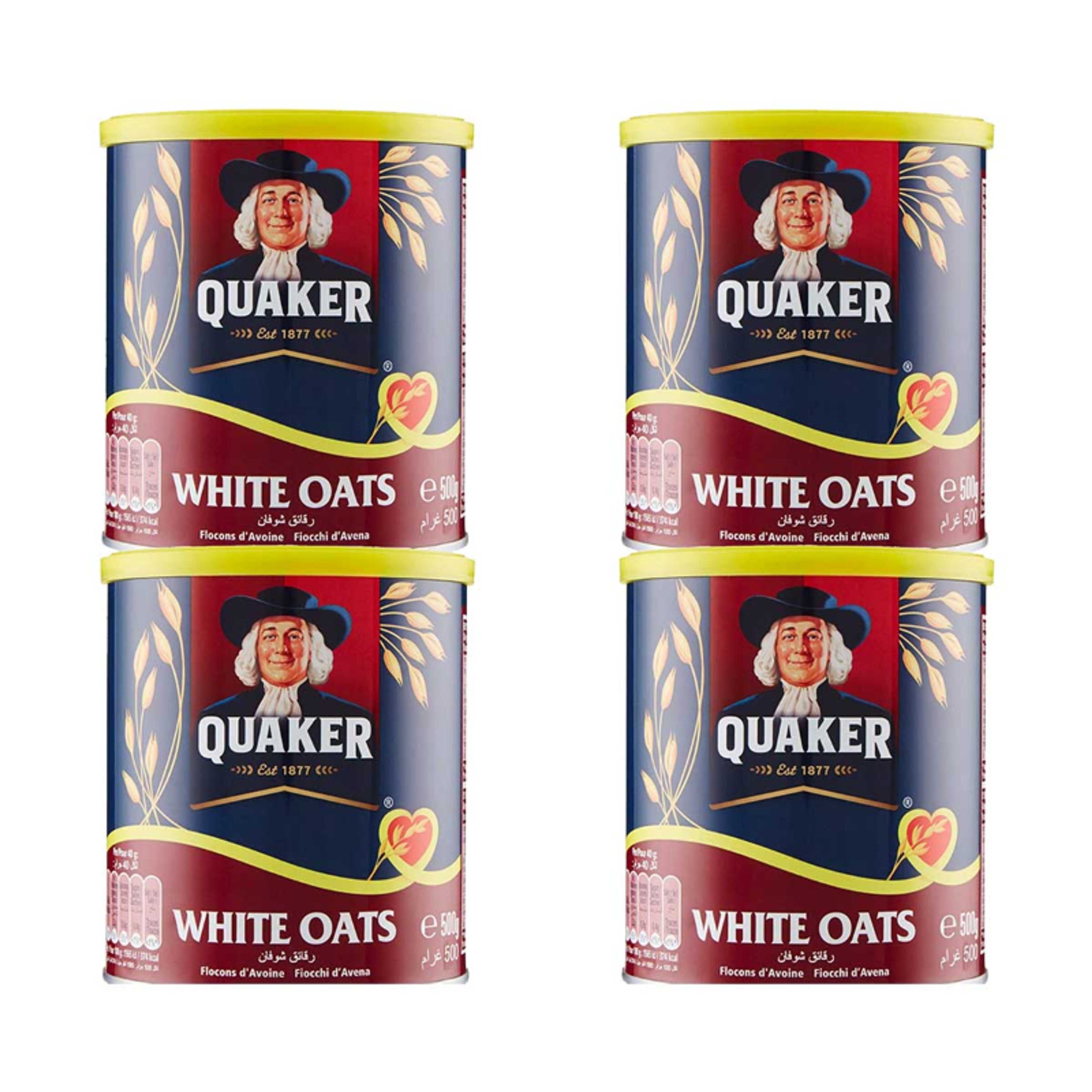 Quaker Wholegrain  White Oats 500gm (Pack of 4)