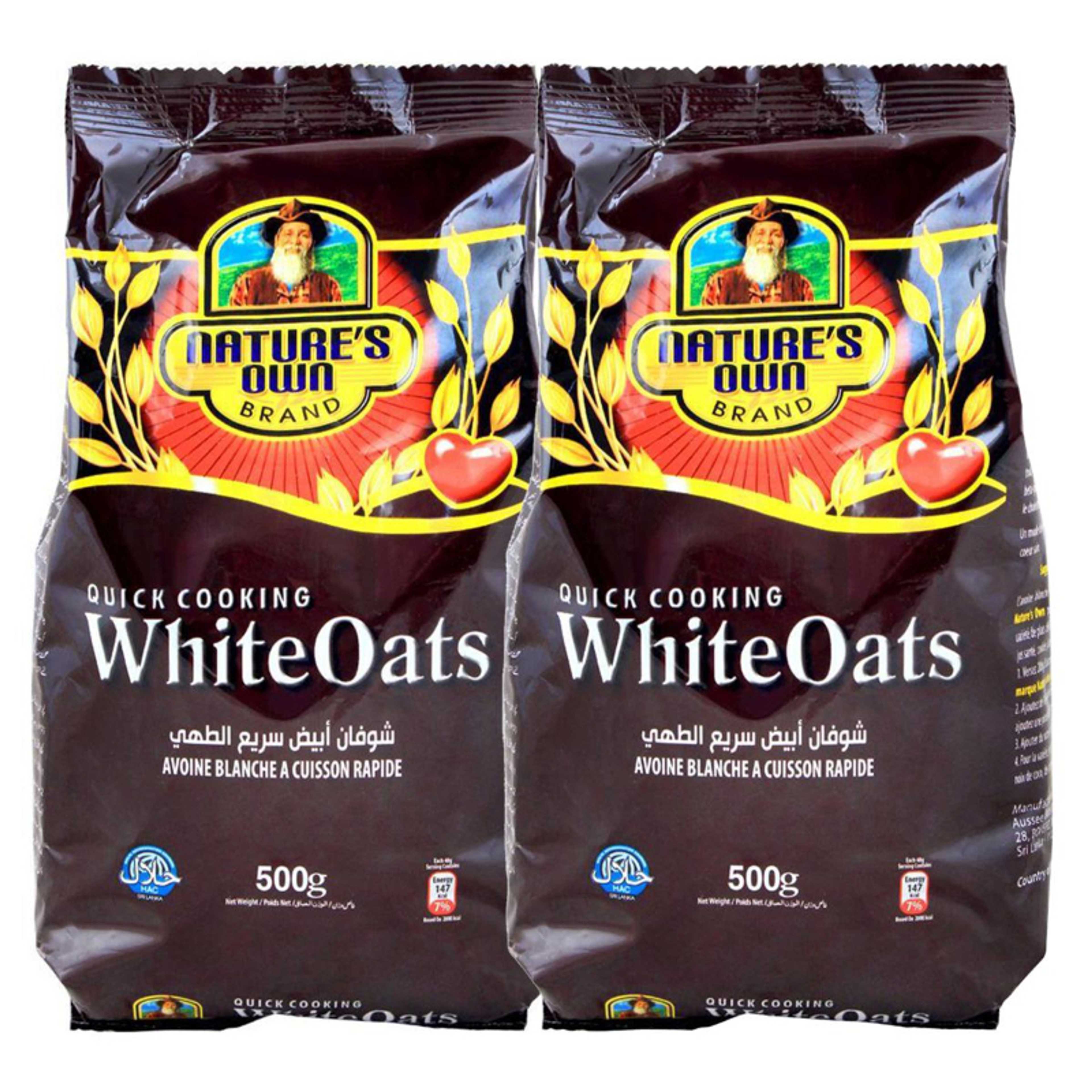 Nature Own White Oats Instant Quick Cooking, 500gm (Pack of 2)