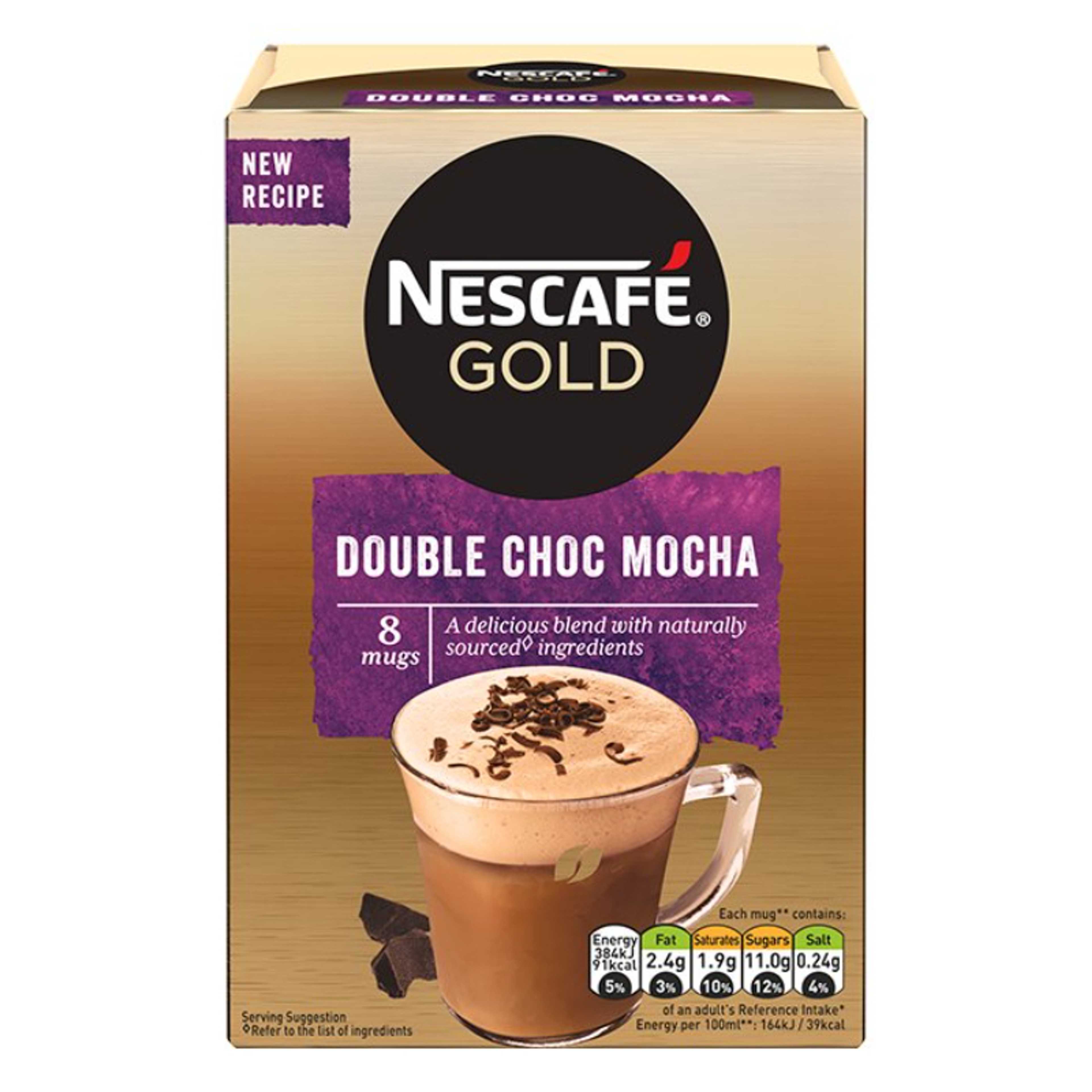 Nescafe Gold Instant Coffee, Double Choc Mocha Flavor, 8 Mugs