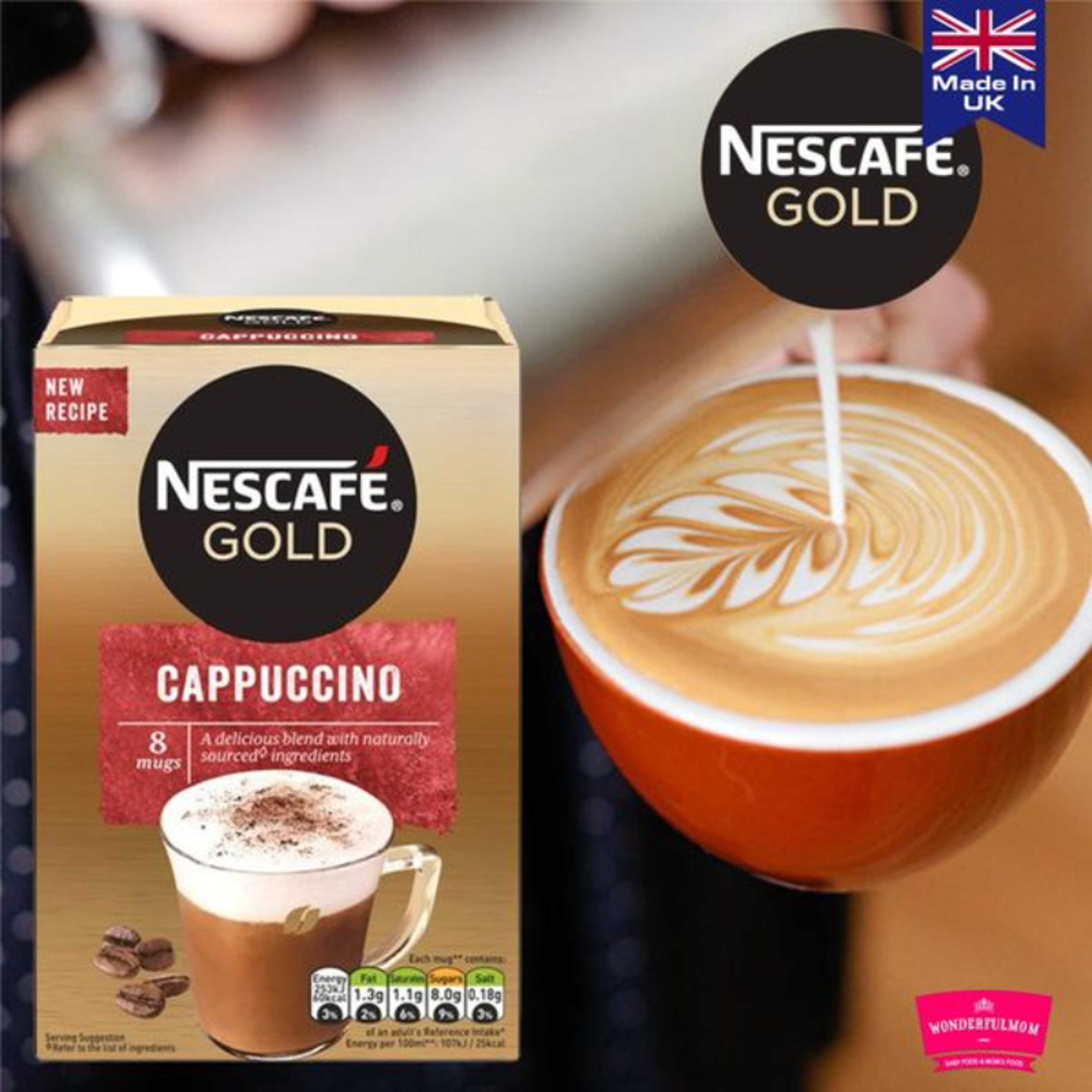 Nescafe Gold Instant Coffee, Cappuccino Flavor, 8 Mugs