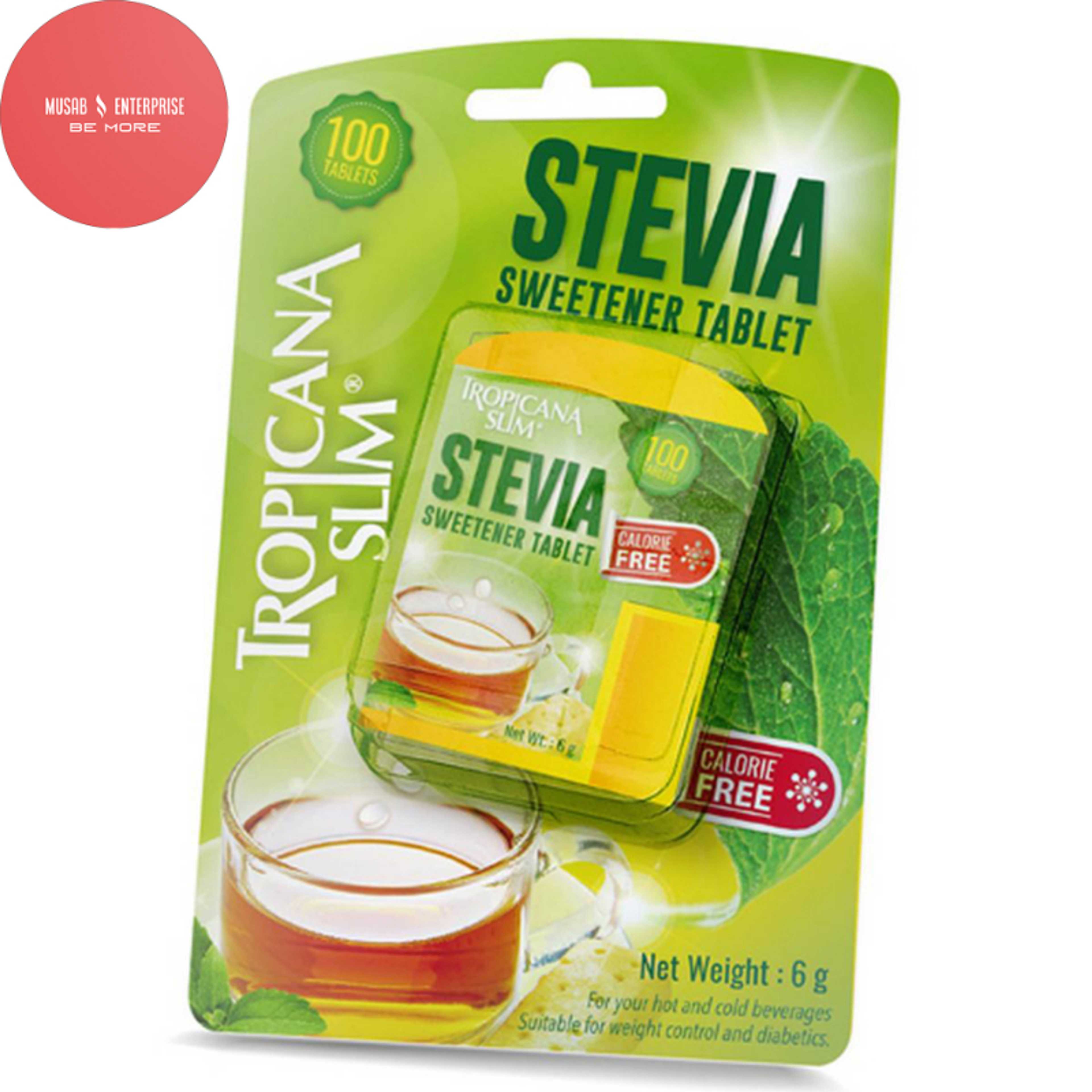 Tropicana Slim Stevia Low Calorie Sweetener Tablets, Natural Stevia - 100 Tablets