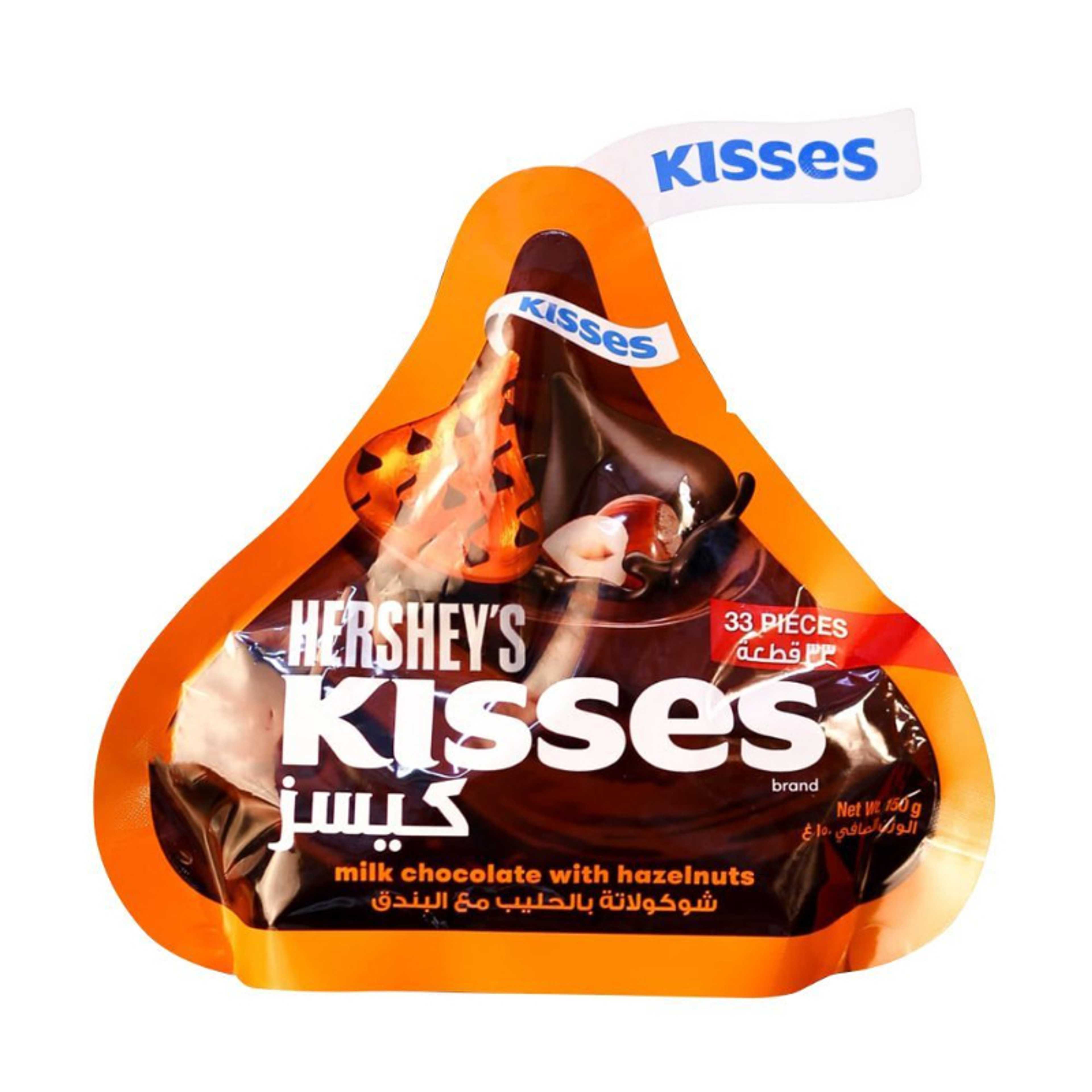 Hersheys Kisses Chocolate, Milk Chocolate with Hazelnut, 150gm