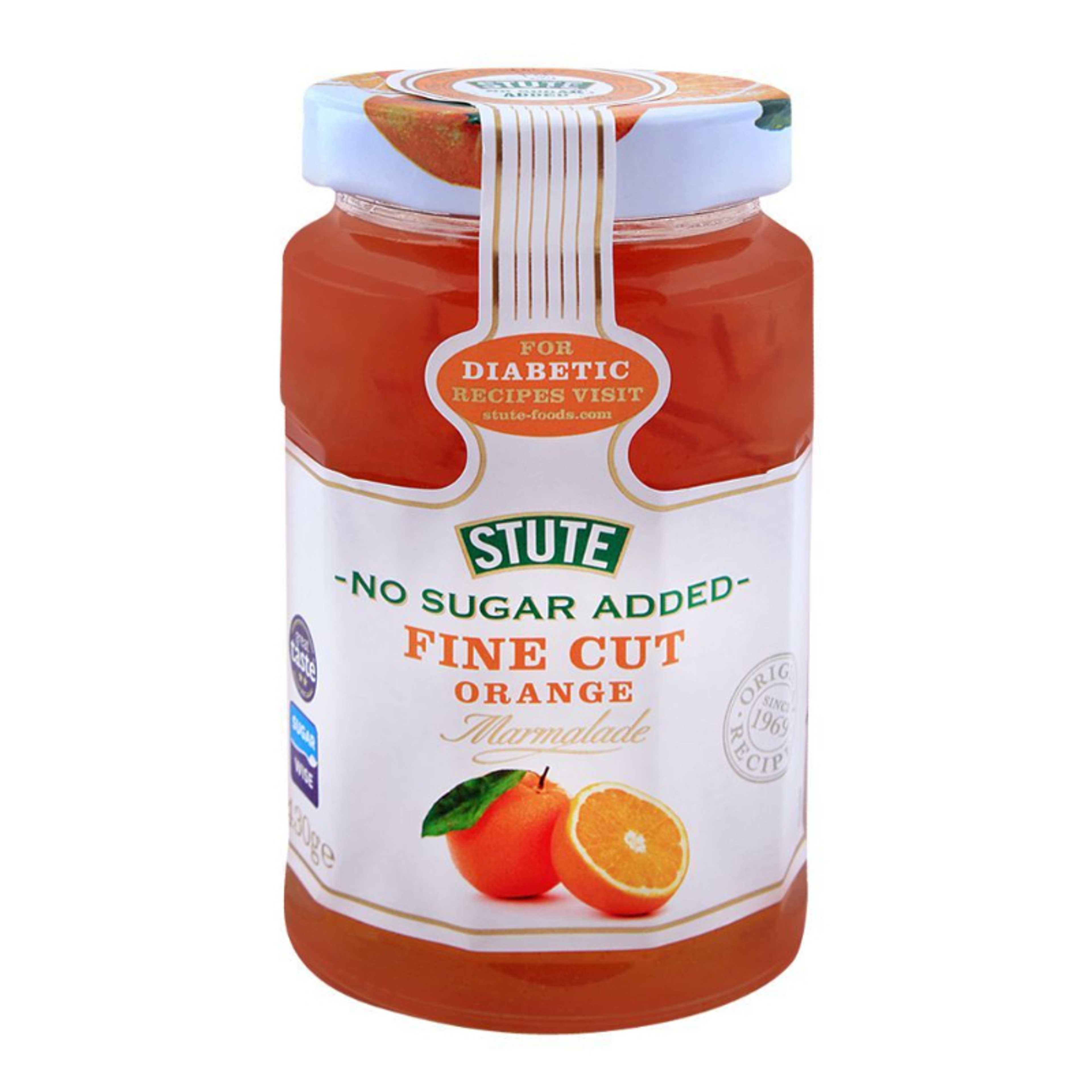 Stute Orange Marmalade Fine Cut, No Added Sugar 430gm