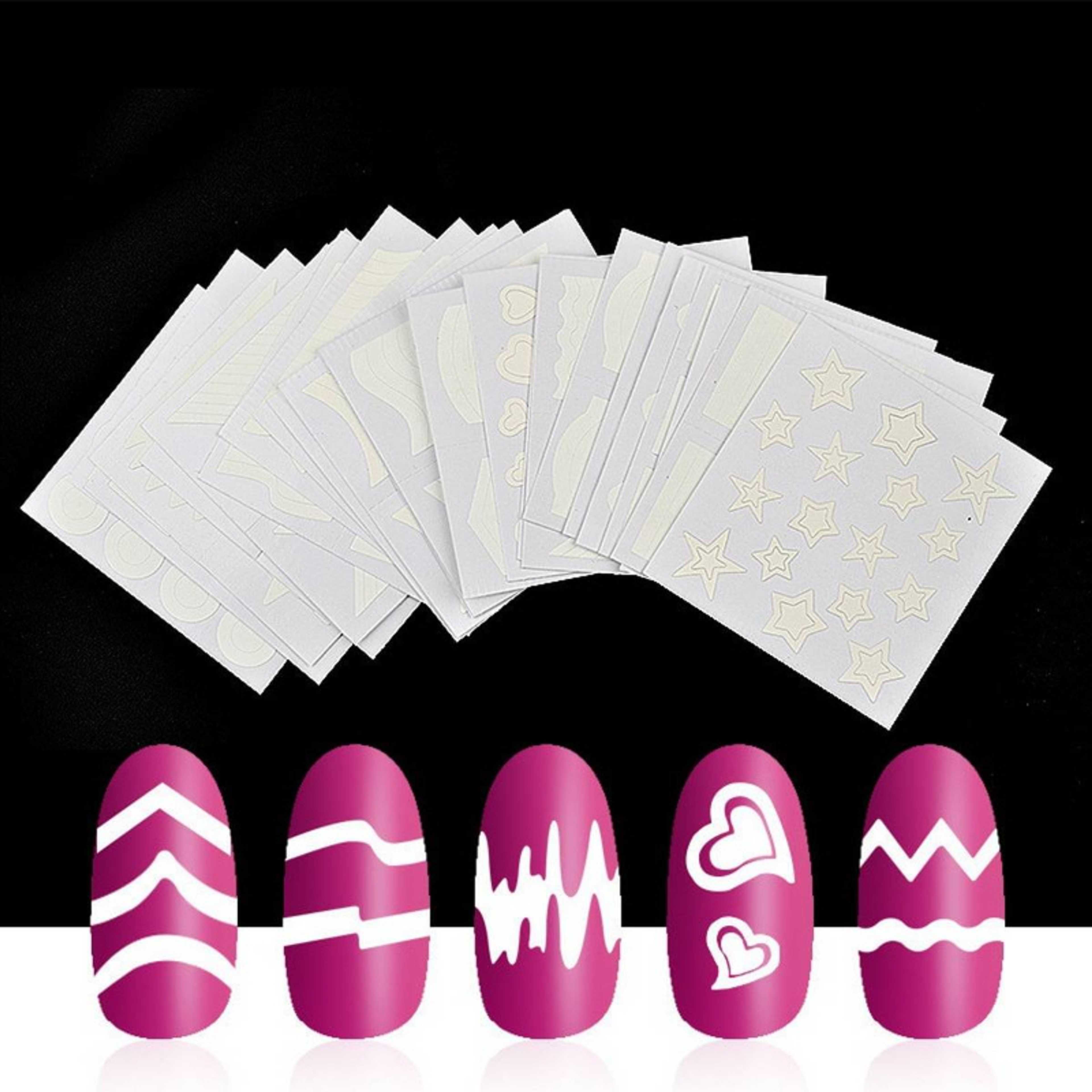 5 Sheets French Manicure Tips Guides Stencil Sticker