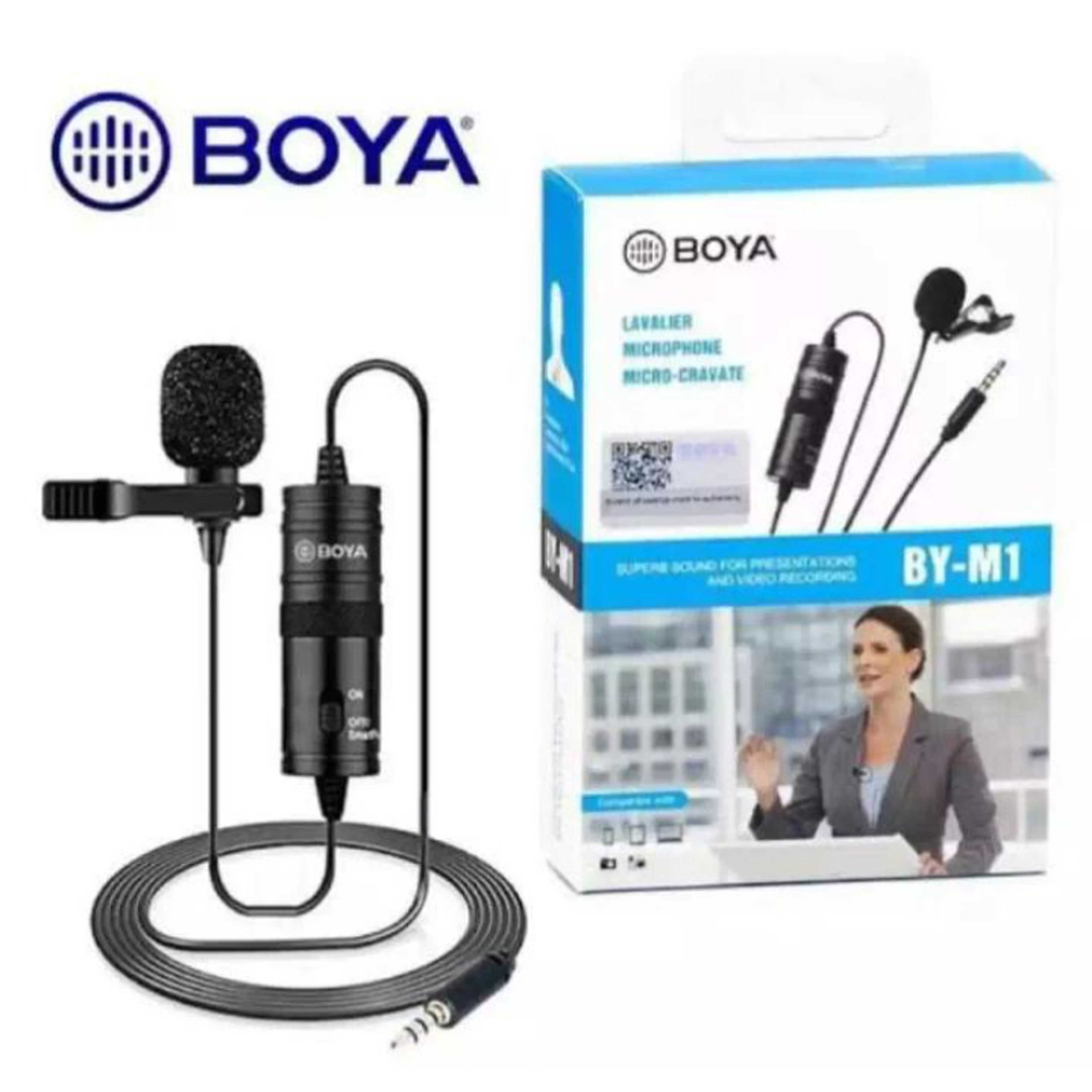 Boya BYM1 Omnidirectional Lavalier Condenser Microphone with 20ft Audio Cable Best Use for Youtubers and Interviewers(Black) - Product Main Image