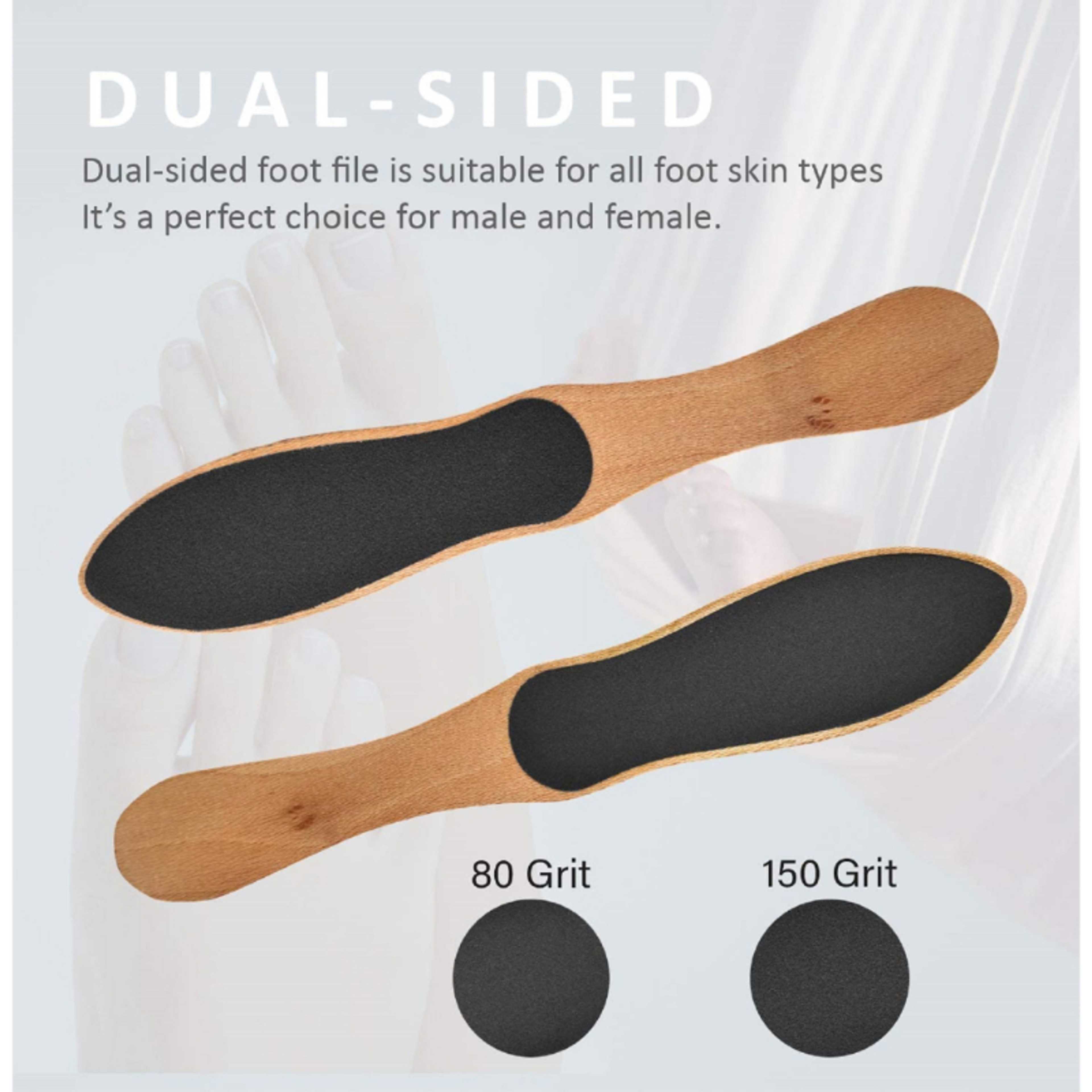 Double Sided Wooden Foot File | Professional Pedicure Hard Skin Remover, Foot Scraper | Callus Remover Foot File for Dry, Wet Feet