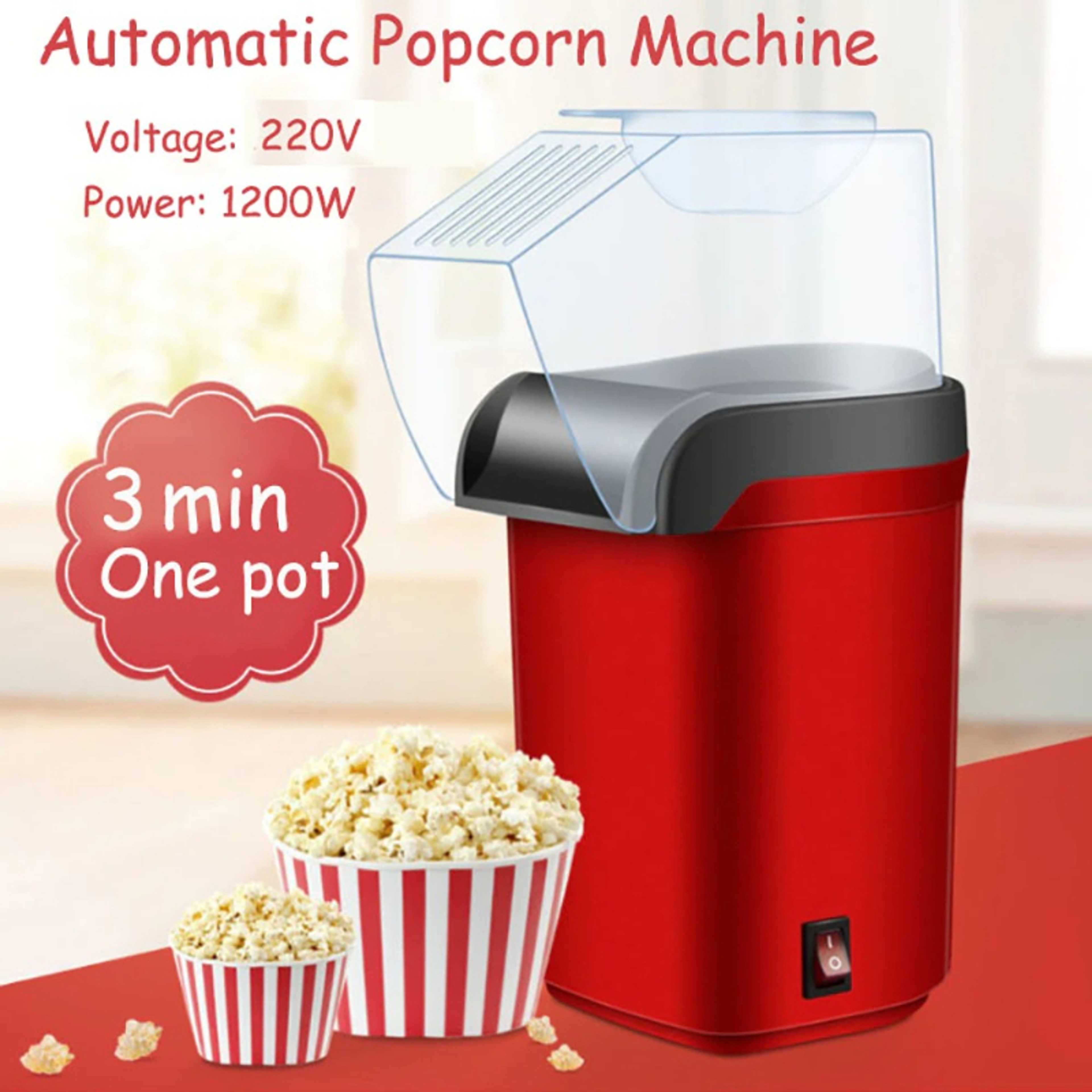 Electric Hot Air Professional Household Popcorn Machine Retro Corn Machine for Kids with Removable Top Cover and Measuring Spoon, Hot Air Mini Popcorn Machine - Product Main Image
