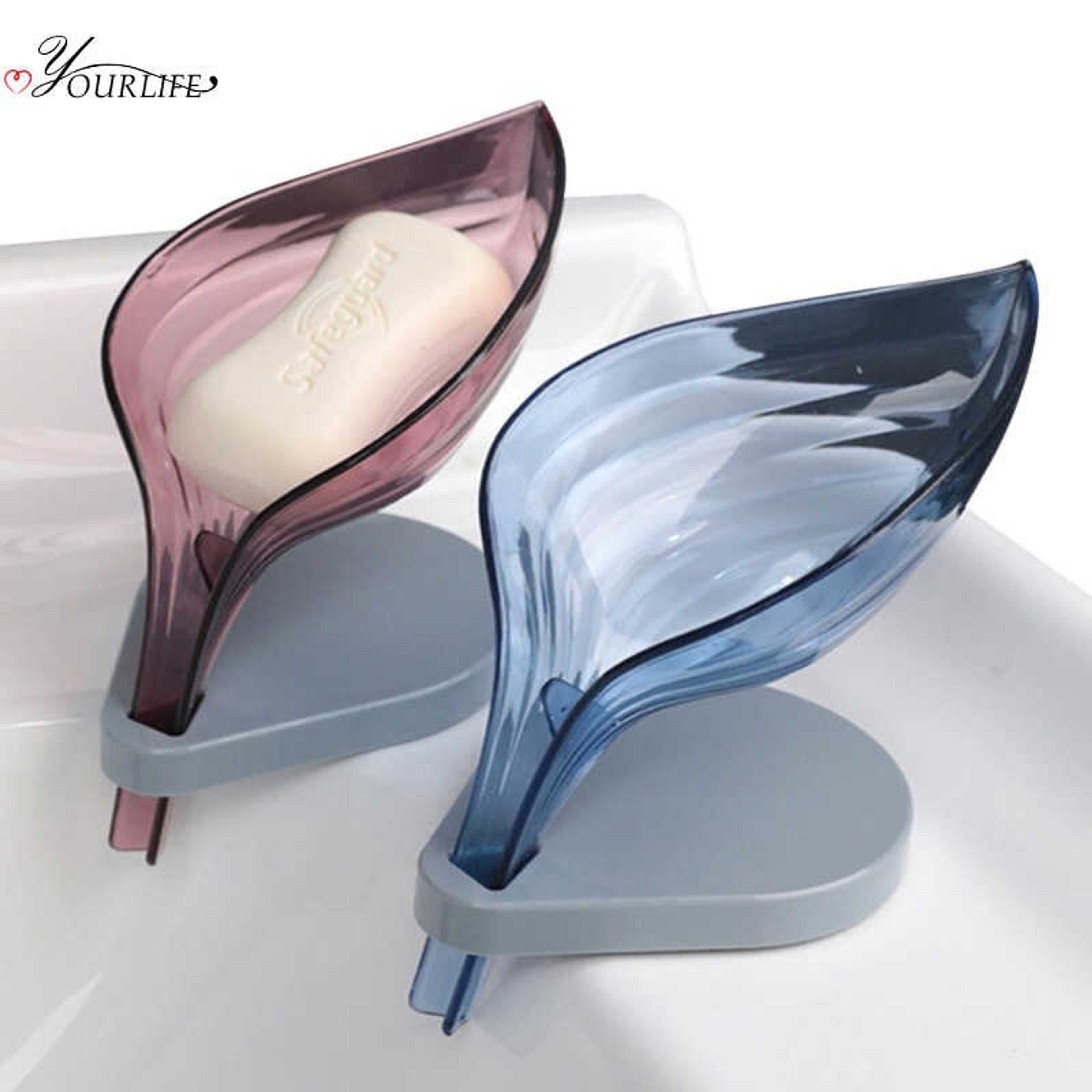 [Pack of 2] Leaf Shaped Soap dish holder, Decorative Drainage Soap Storage Holder, Soap Box for Bathroom and Kitchen, Easy Cleaning Soap Holders