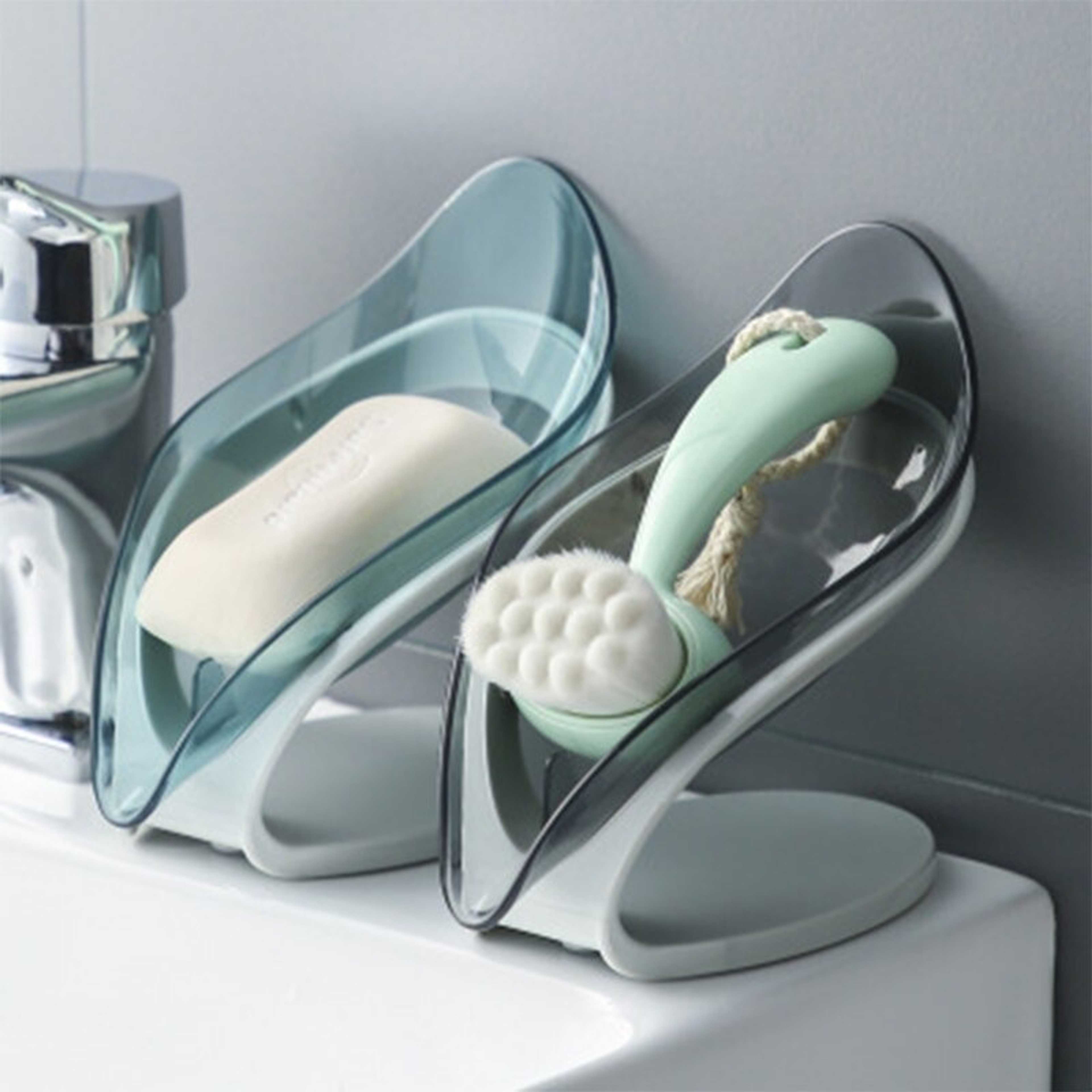 Leaf Shape Soap Box Non-Slip Drain Soap Holder Box Bathroom Shower Soap Holder Dish Storage Plate Tray