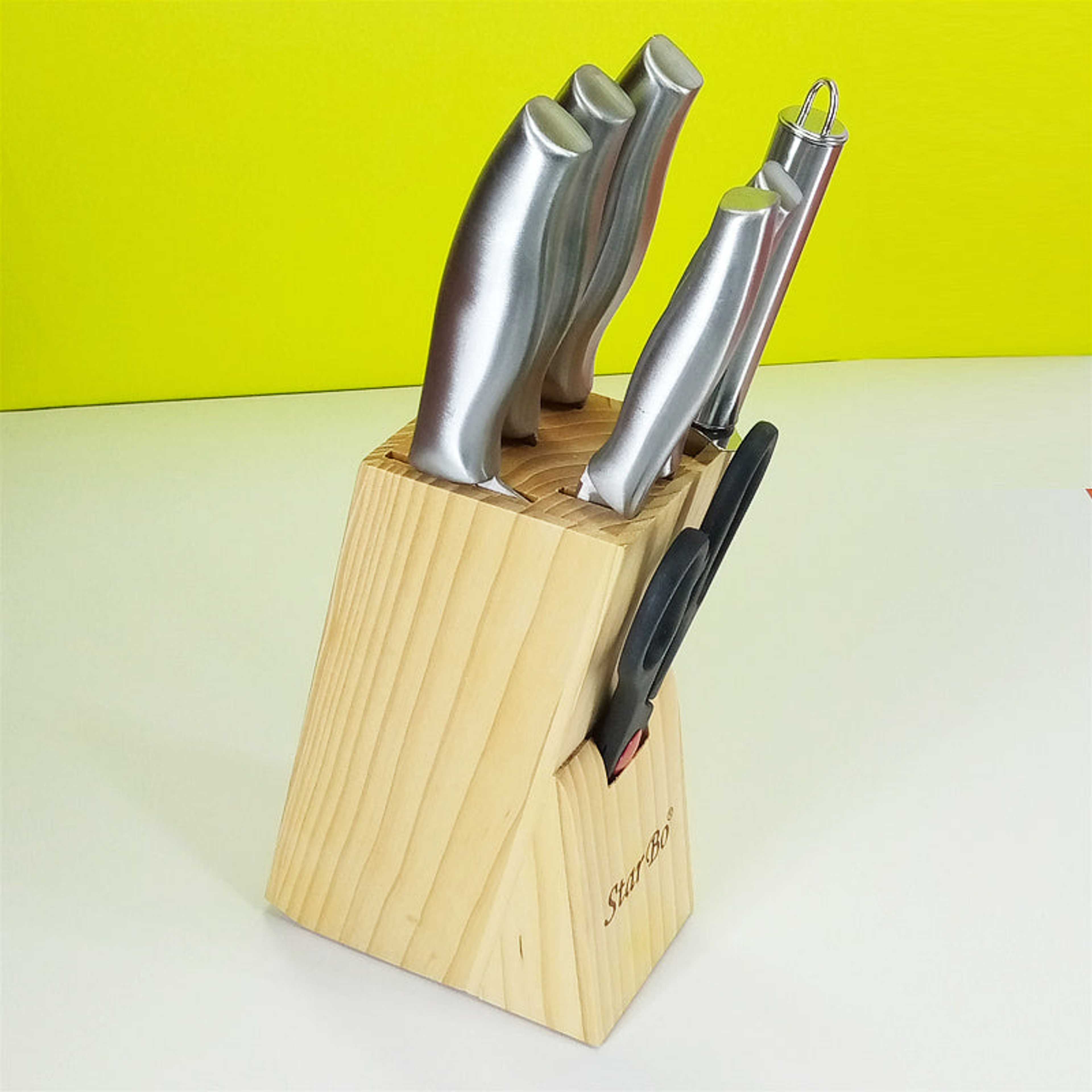 7pcs Knife Set with Wooden Block, Professional Kitchen High Carbon Stainless Steel knives set with Wooden Block, - Product Main Image