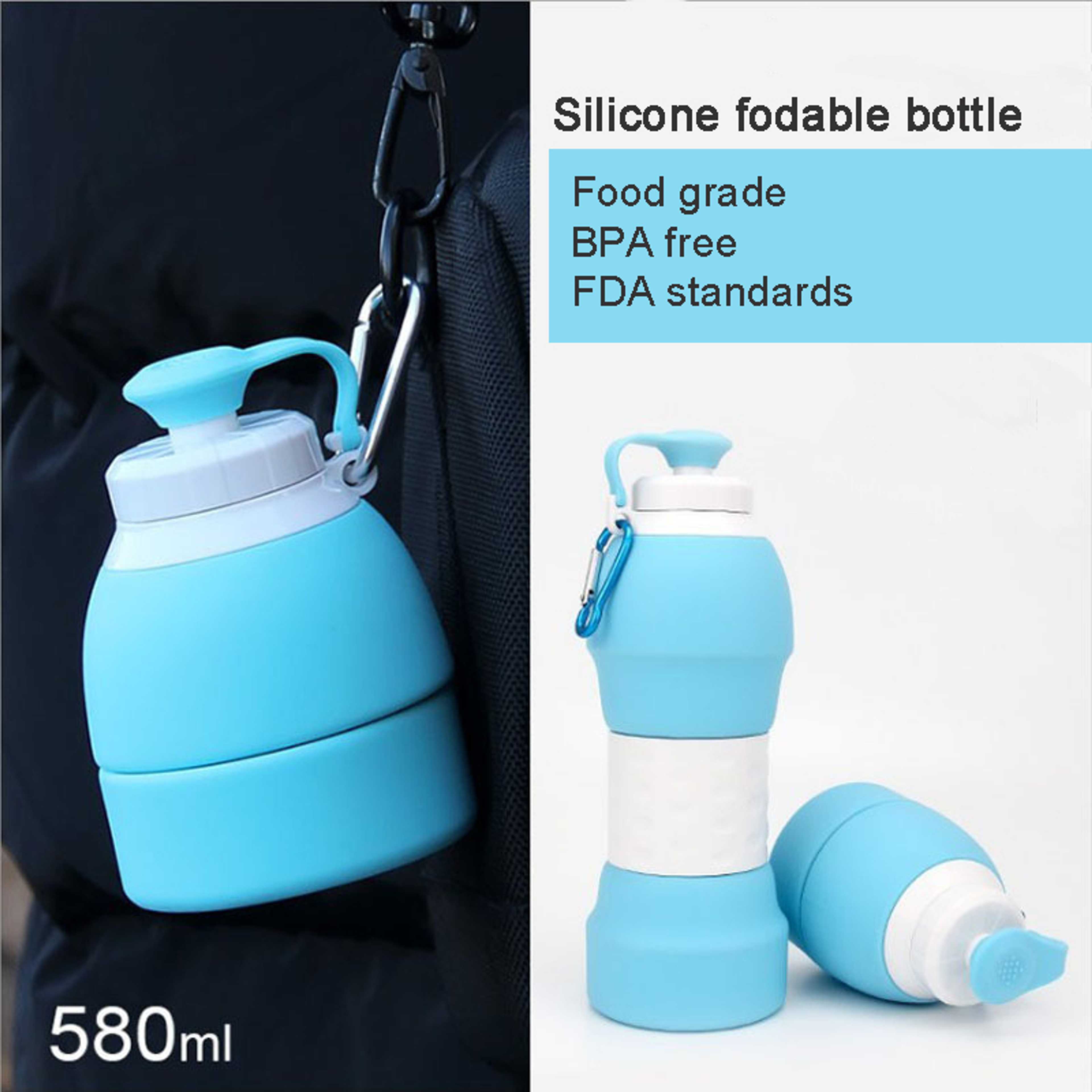 Portable 580ml Travel Silicone Collapsible cup Sports Silicone Folding Water Bottle, travel bottle
