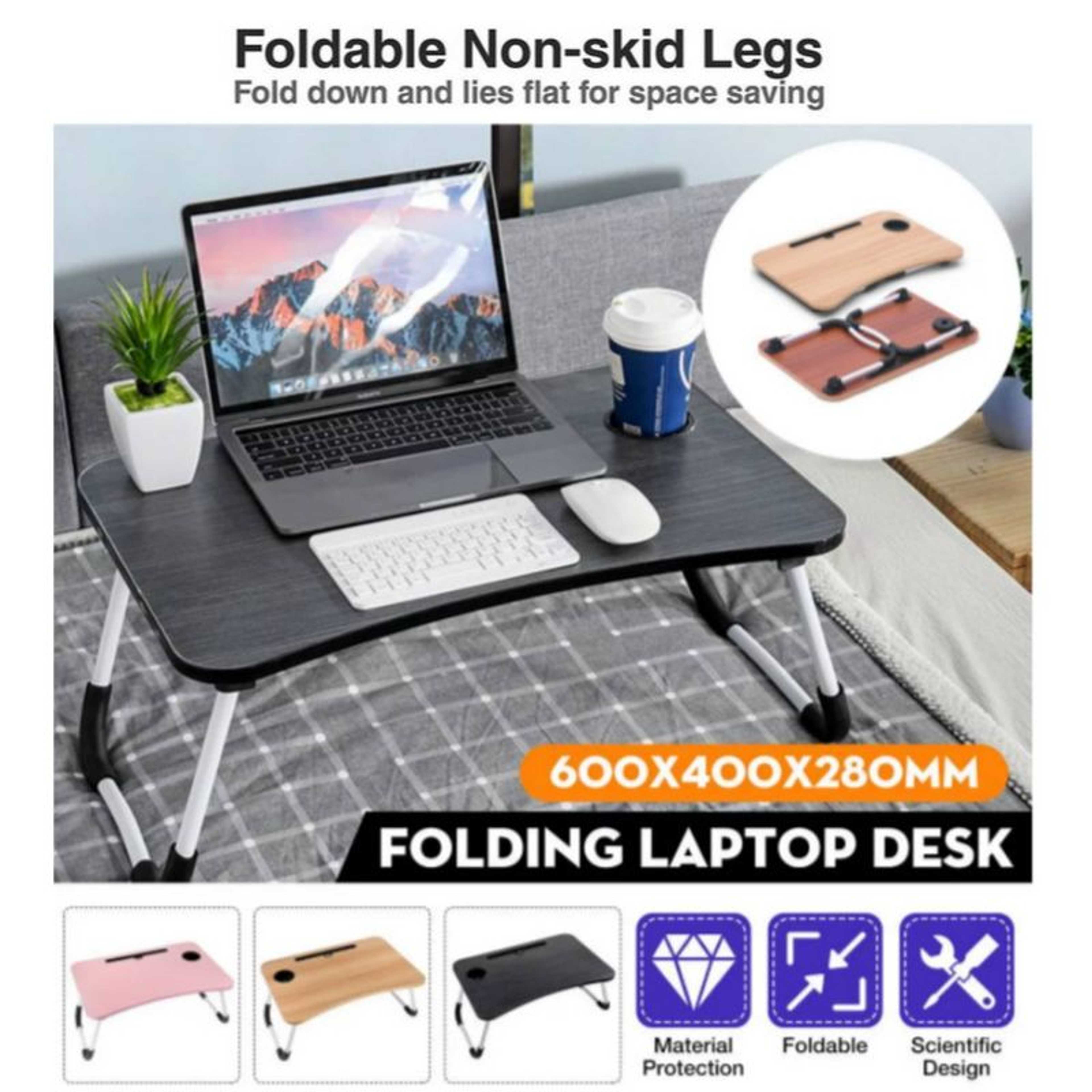 Multipurpose Foldable Laptop wooden Table with Cup Holder