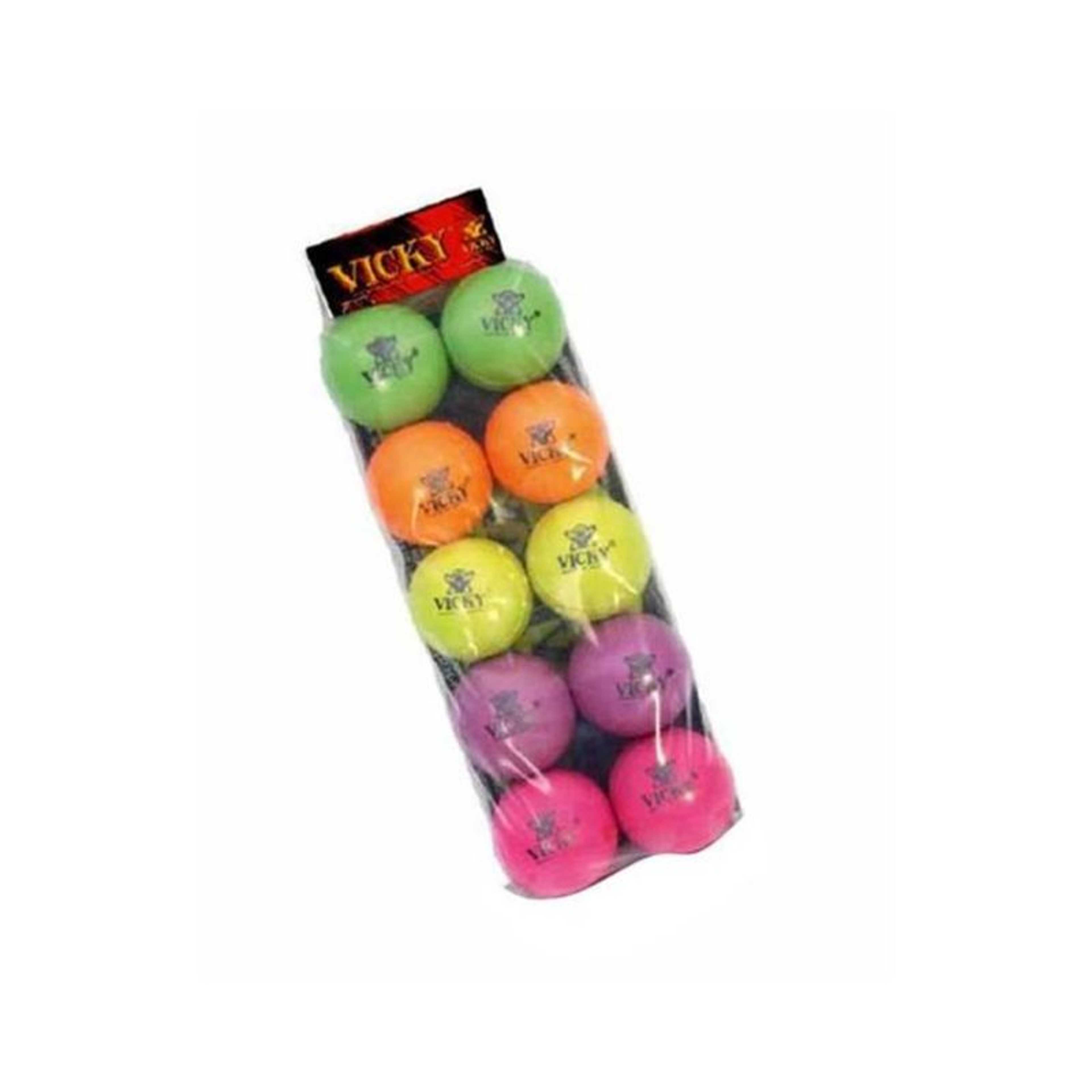 Pack of 6 - Indoor Rubber Cricket Ball - Multicolor - 100gm - Free