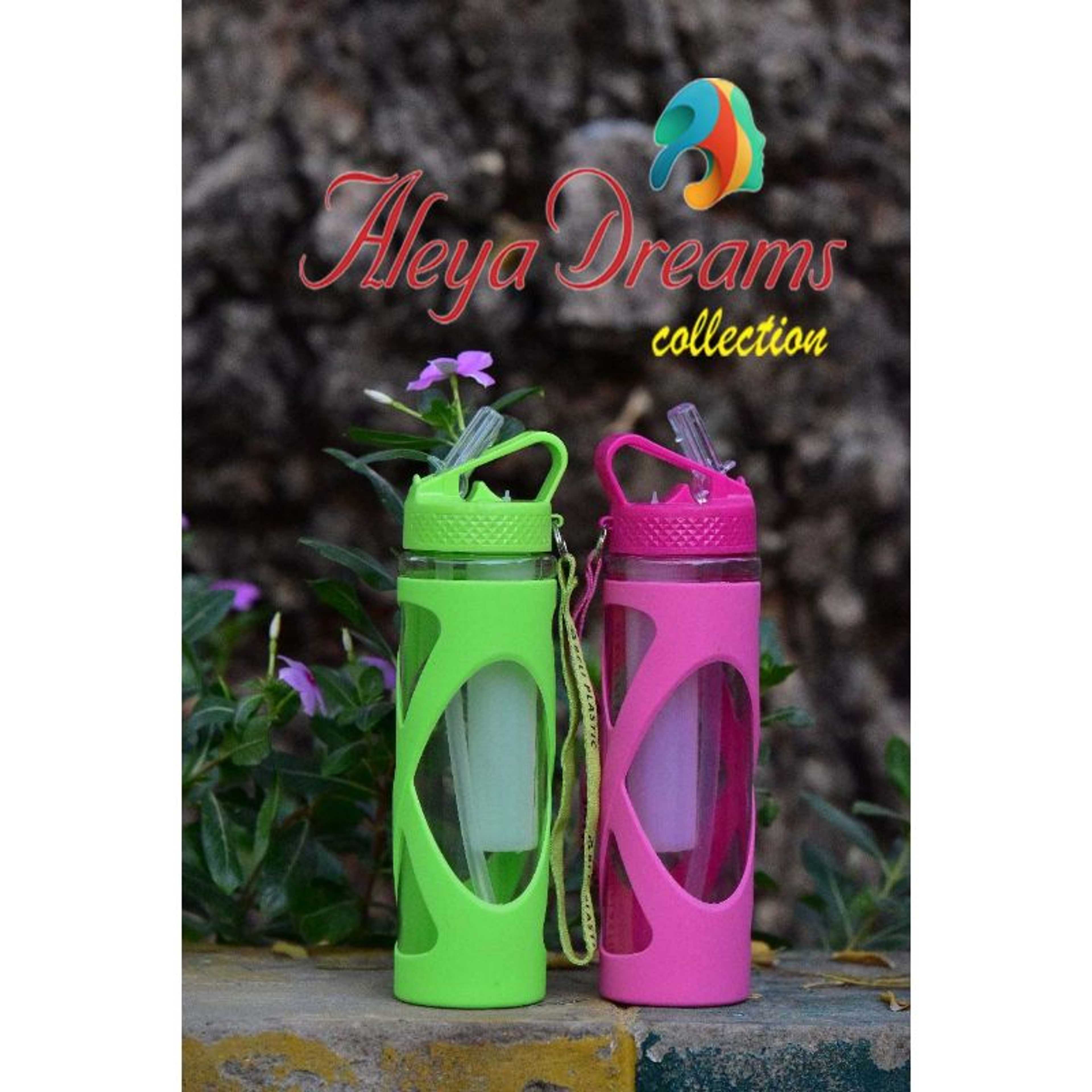 Water Bottle With Straw And Ice-Cube (650ml) Outdoor Water Bottle Healthy Plastic Travel Drinkware Sports Shaker Cute Kids Baby Waterbottle by Aleya Dreams Collections