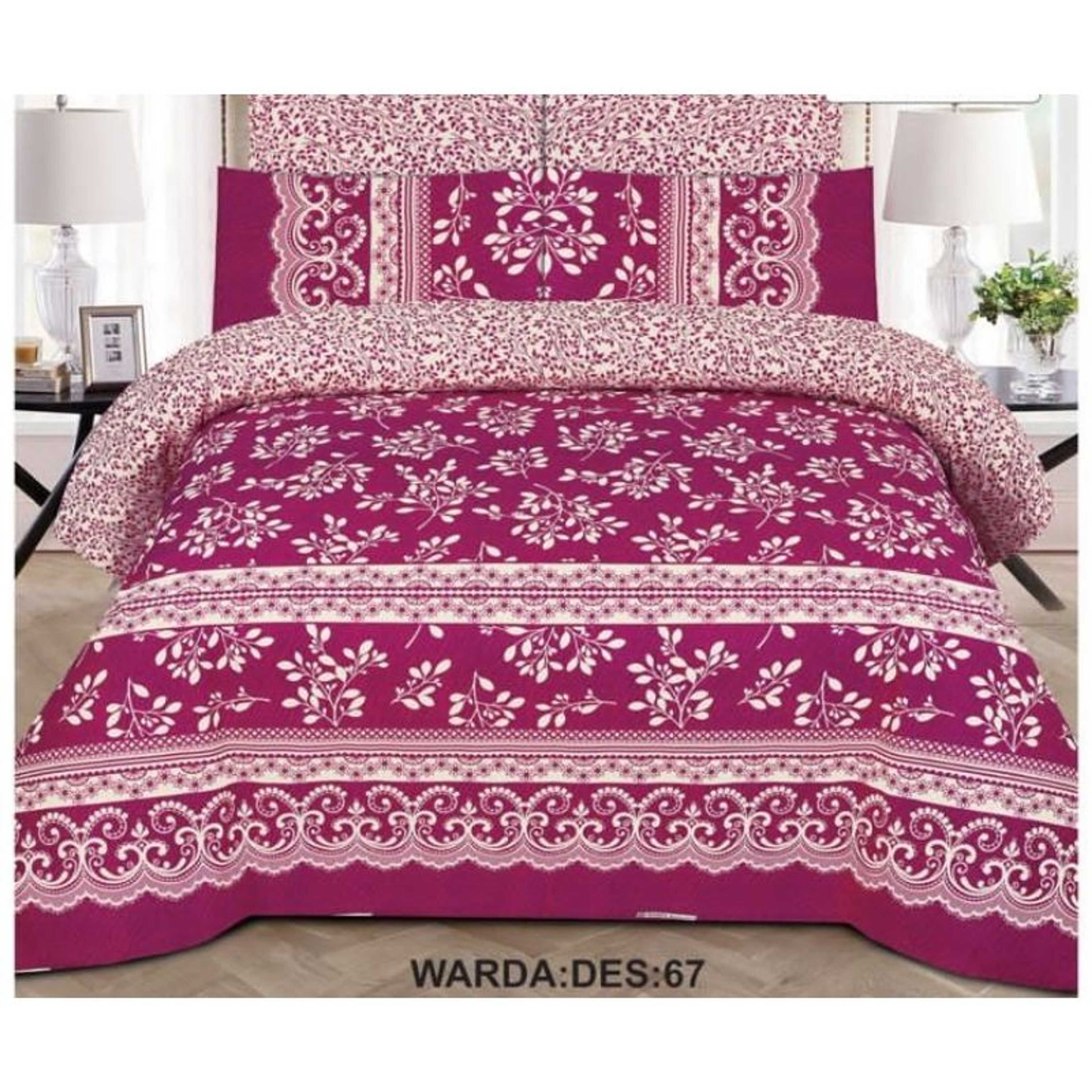 Al Ferash - Printed Cotton Bed Sheet Set - Single and Double bed sheet set - Single ( 1 sheet and 1 pillow case cover) - Double ( 1 sheet and 2 pillow case covers ) - 200 Thread Count - Product Main Image