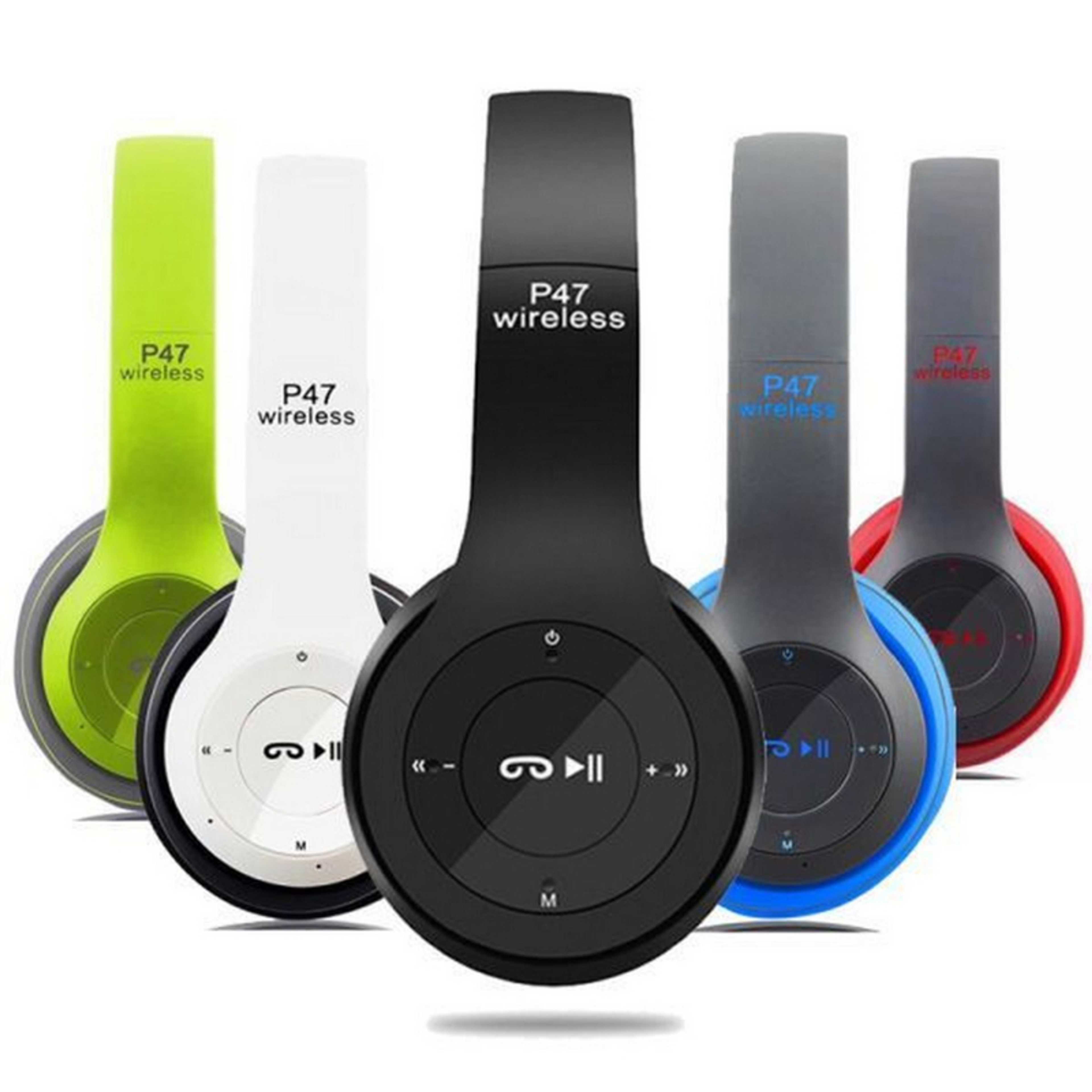 P47 Bluetooth Foldable Headset with Microphone Support FM Radio TF for PC TV Smart Phones & Tablets Etc