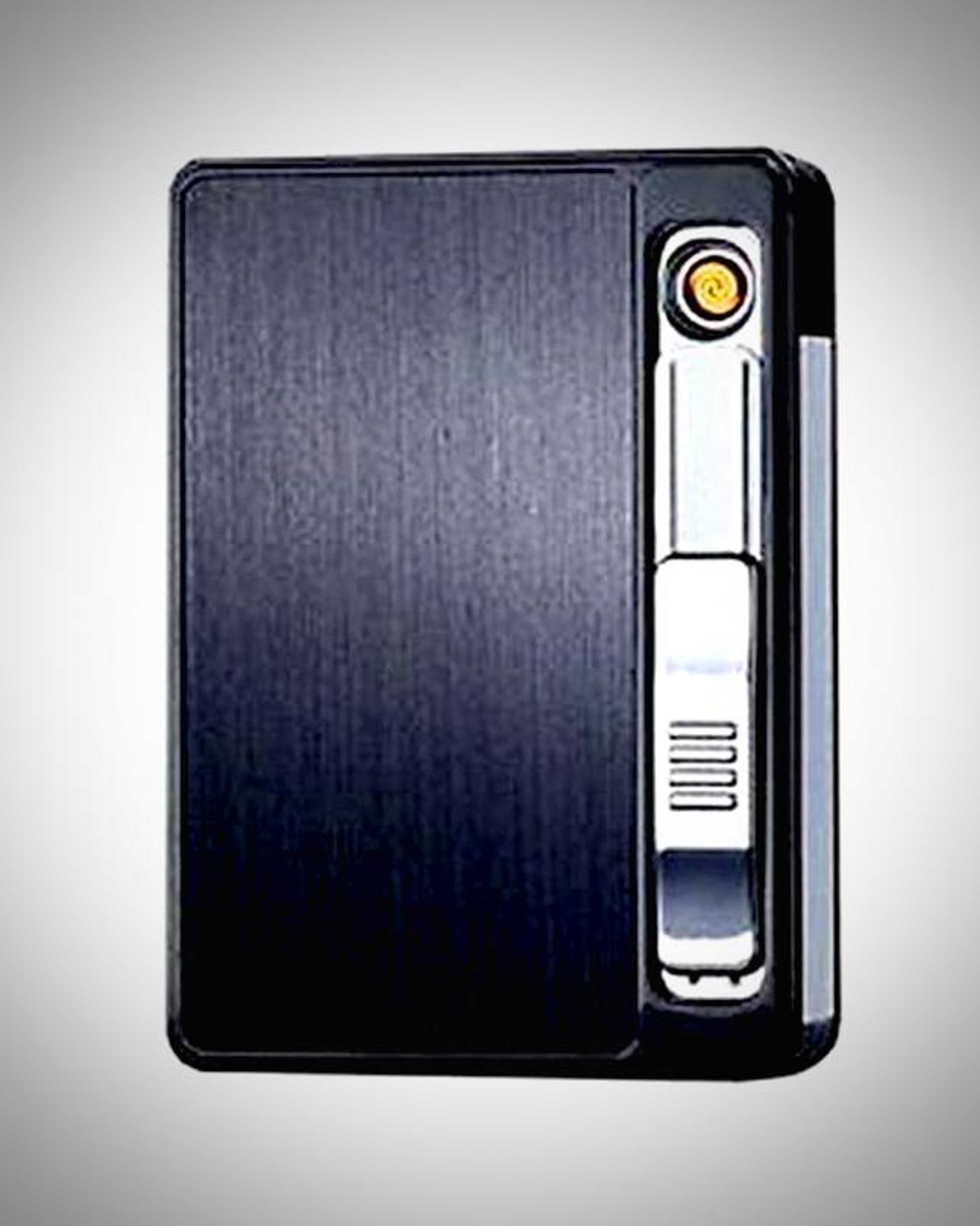 Fancy Black C_igarette Case With Rechargeable Electric Lighter