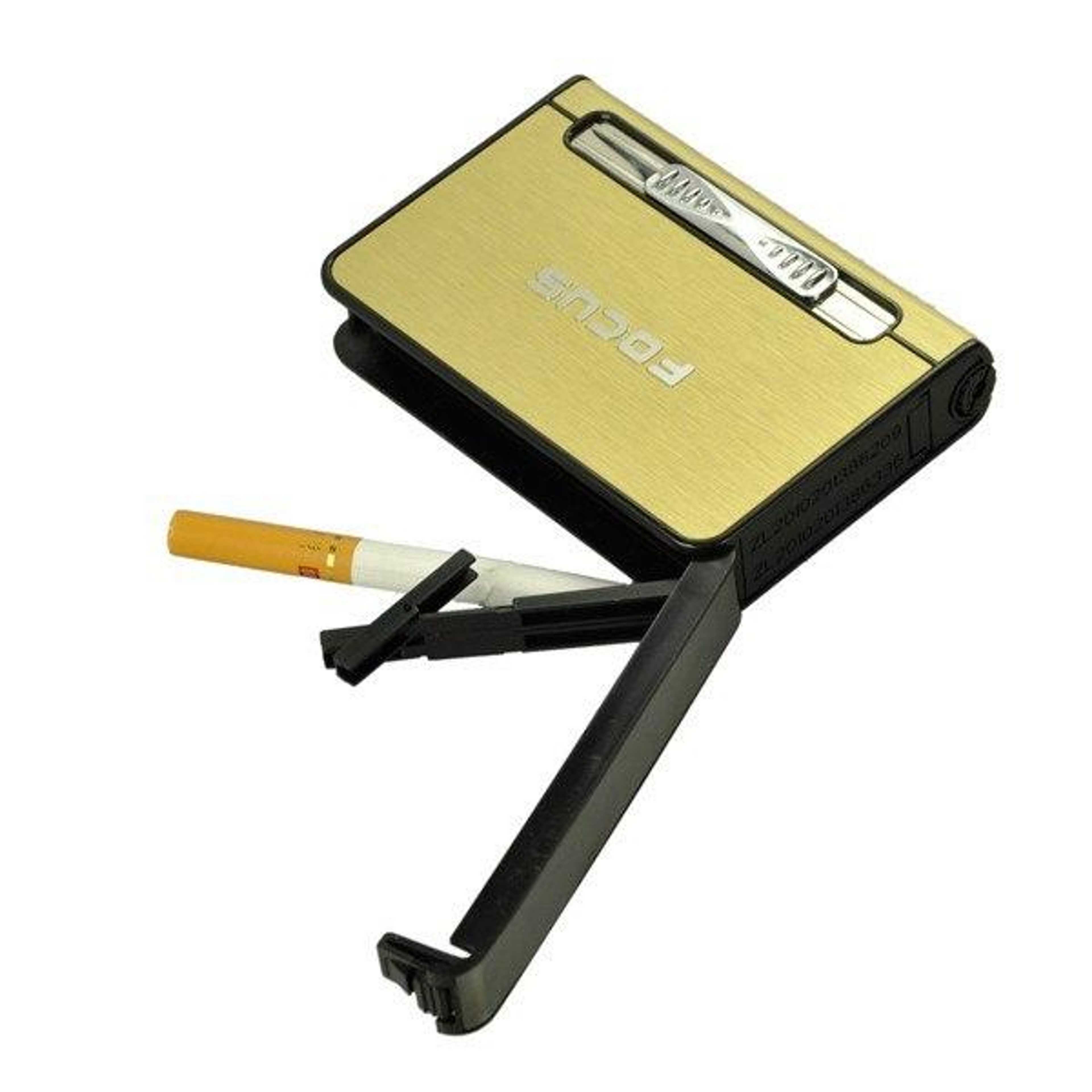 Automatic golden Pull Uparett-e Case With Windproof Built in ligh-ter For 10 Pull Up