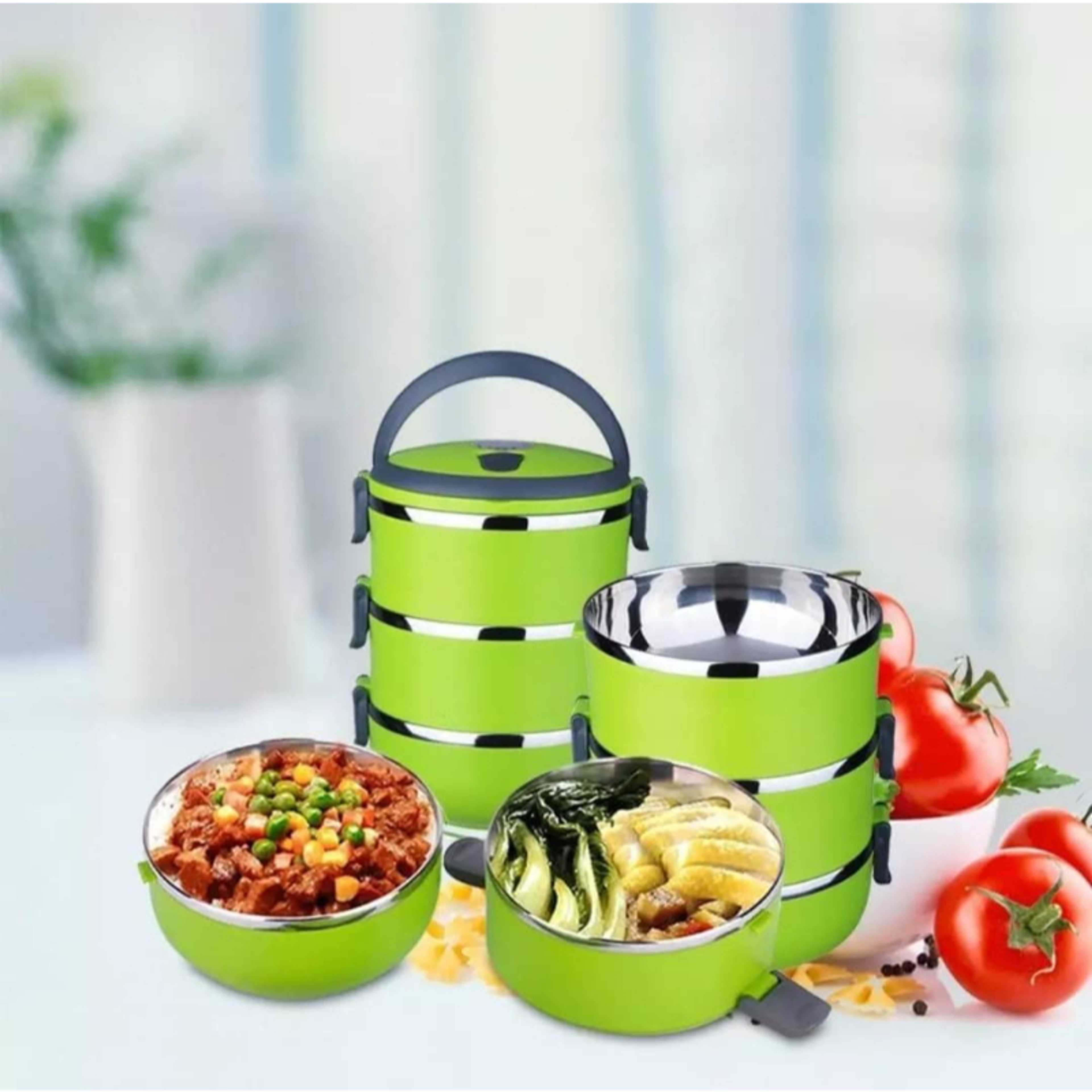 Tiffin Lunch Box 3 Layer Stainless Steel Bowls Keeps Food Hot
