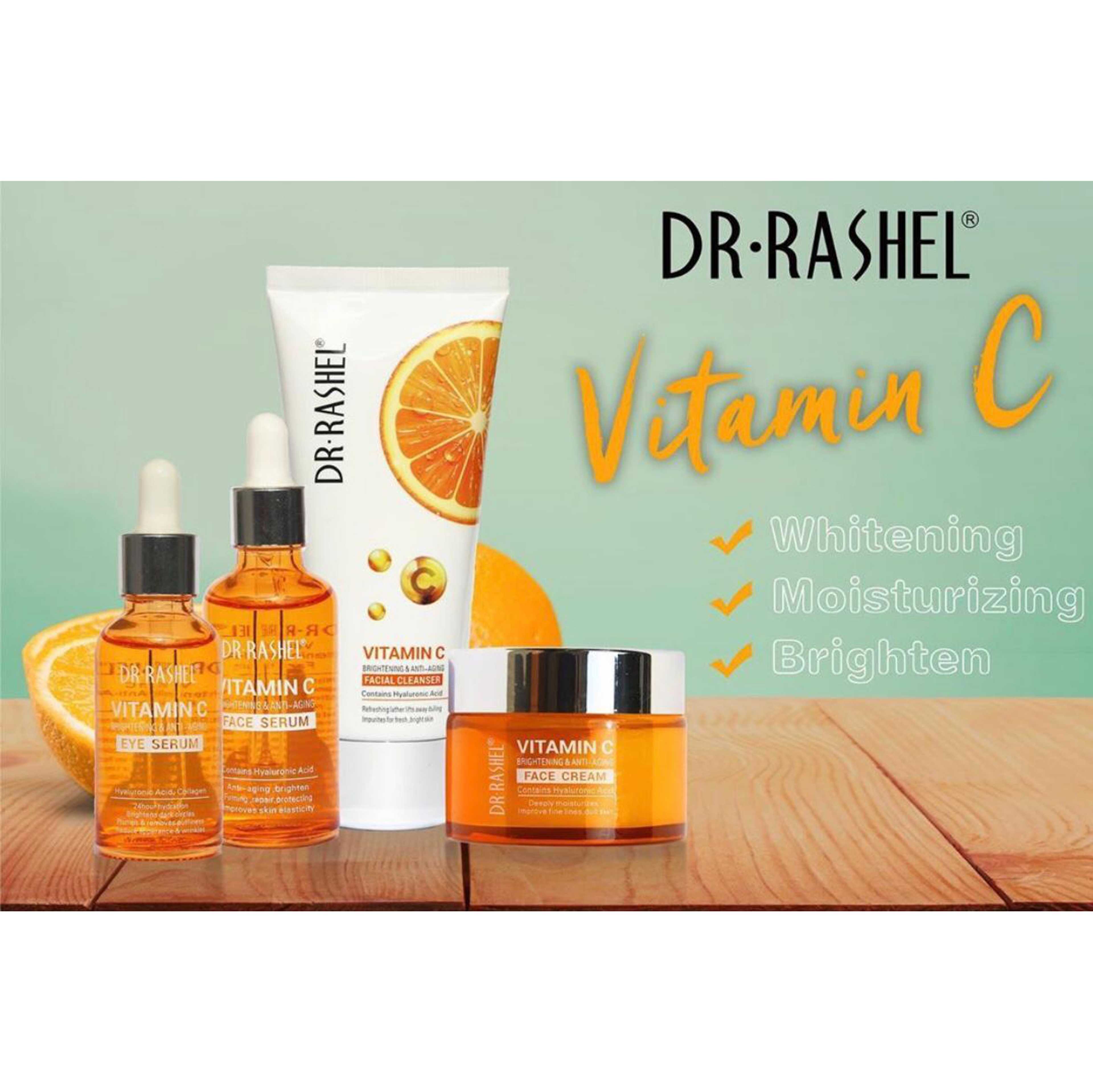 DR RASHEL Vitamin C Series kit-pack of 4- Deep Pore Cleansing Skin Care products/Eye Serum/Facial Cleanser/Face Cream/Face Serum - Product Main Image