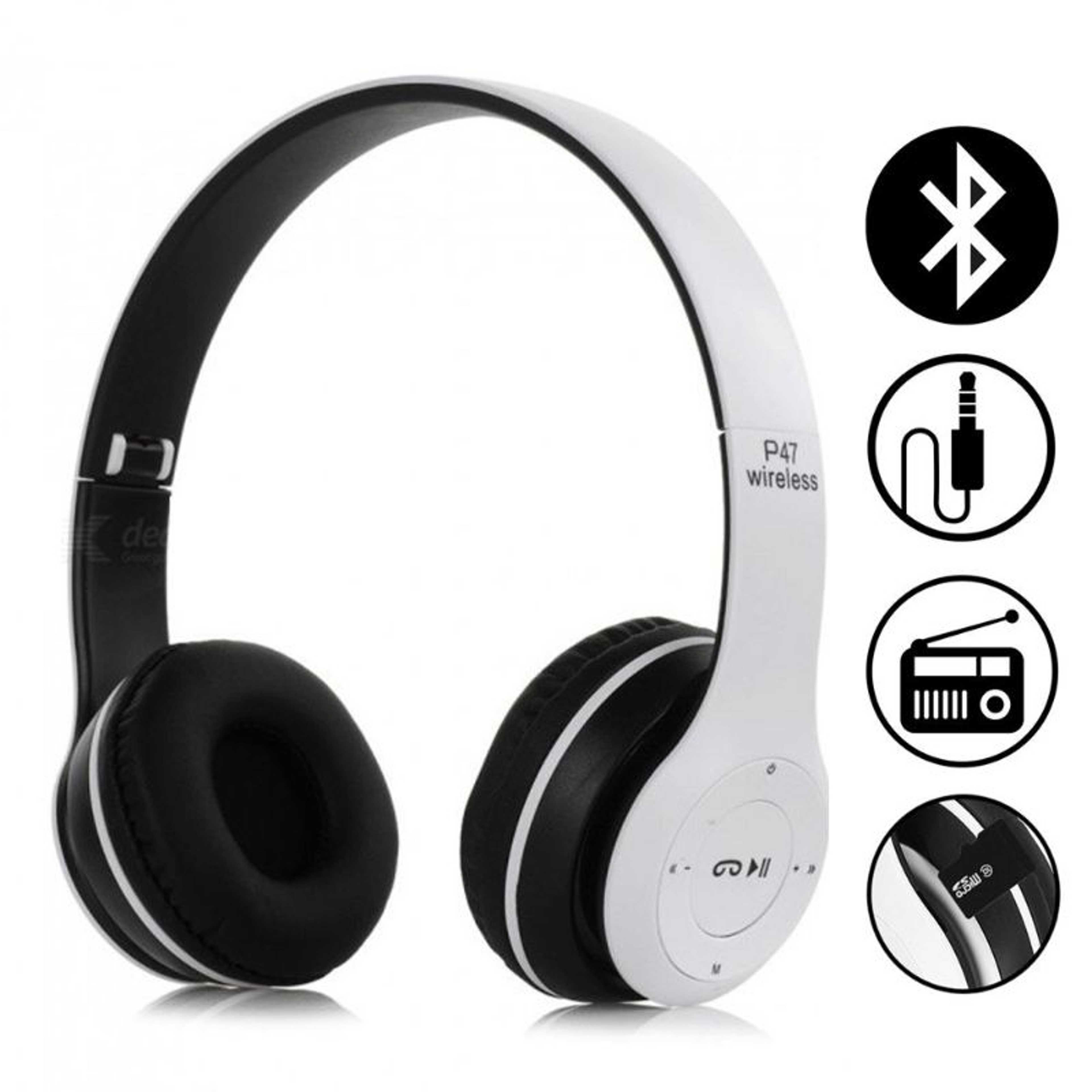 Wireless Headphones, P47 Bluetooth Foldable Headset with Microphone Support FM Radio TF for PC TV Smart Phones & Tablets Etc