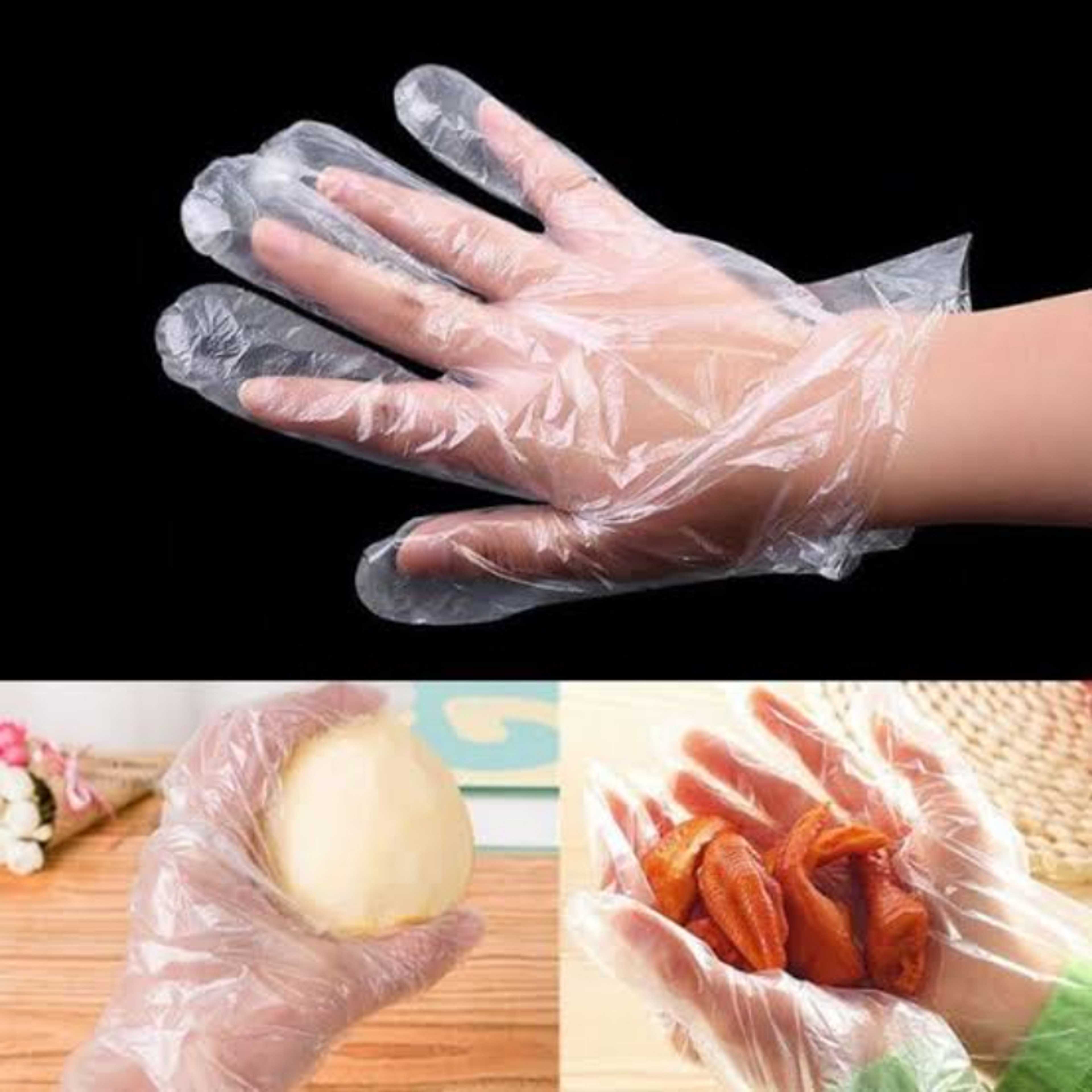 100 Pcs Disposable Polythene Plastic Gloves Clear Disposable Glove For Home Kitchen Dining Hotel and Restaurant