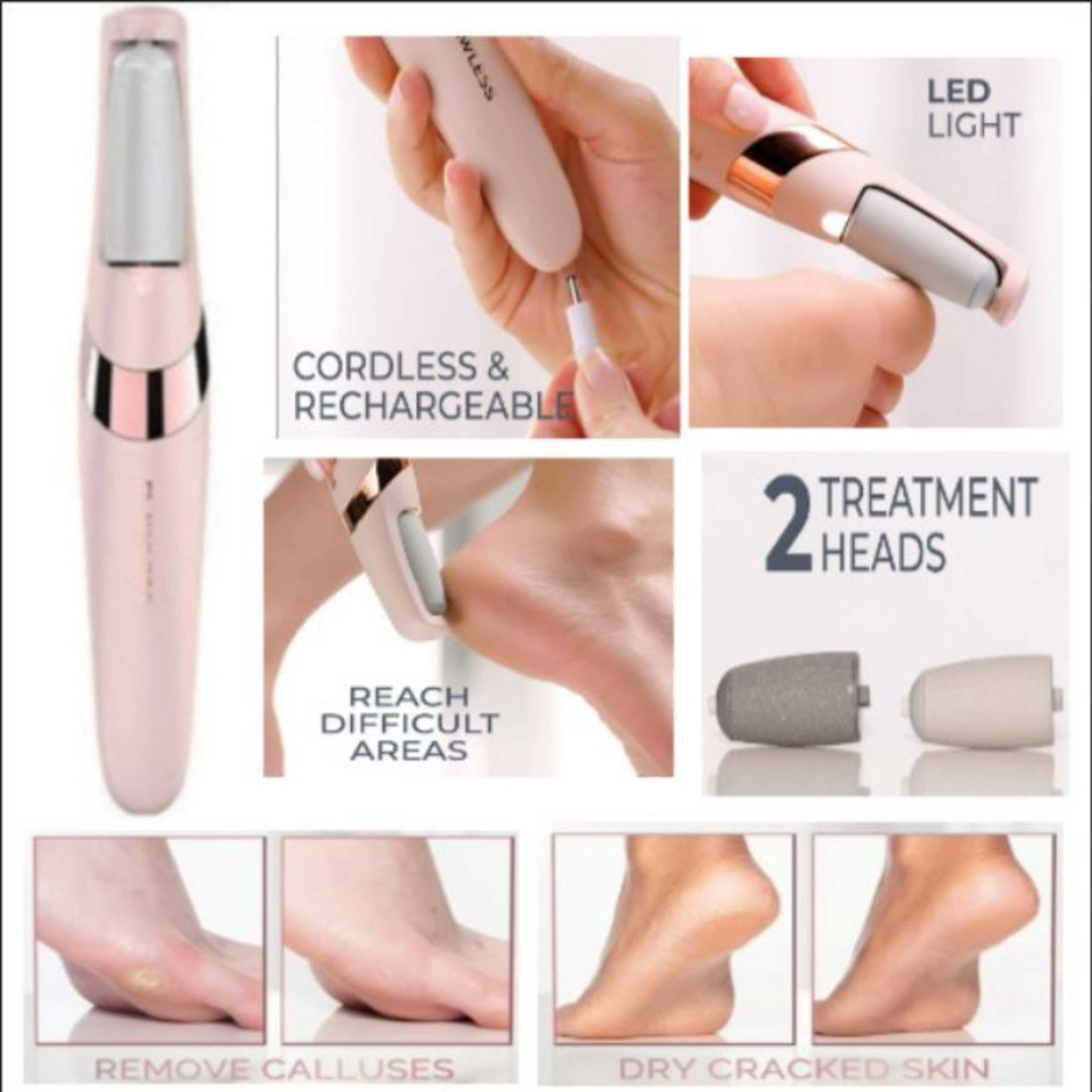 Electric Foot Callus Remover Rechargeable Foot File Callus Remover with LED Light, Dead Skin Remover for Feet, Professional Pedi Foot Care Pedicure Tools for Women Men Hard Cracked Dry Skin Finishing Touch Flawless Pedi Electronic Tool File and Callus